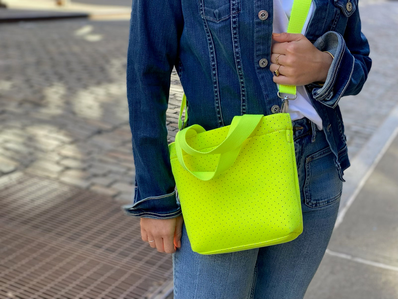 Midi Town Crossbody Bag: NEON Yellow Neoprene SOLD OUT - Quilted Koala