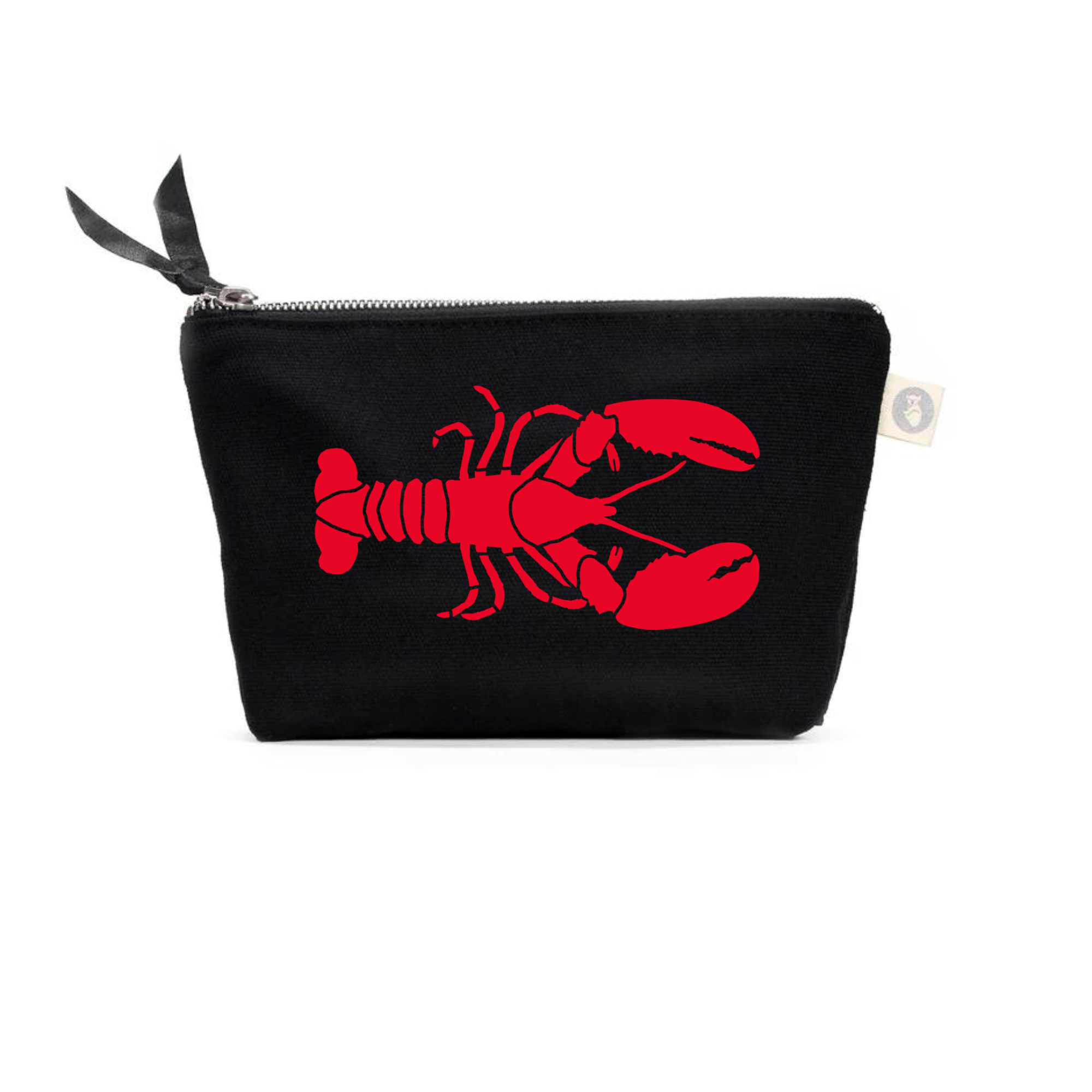 Makeup Bag Black with a Red Lobster - Quilted Koala