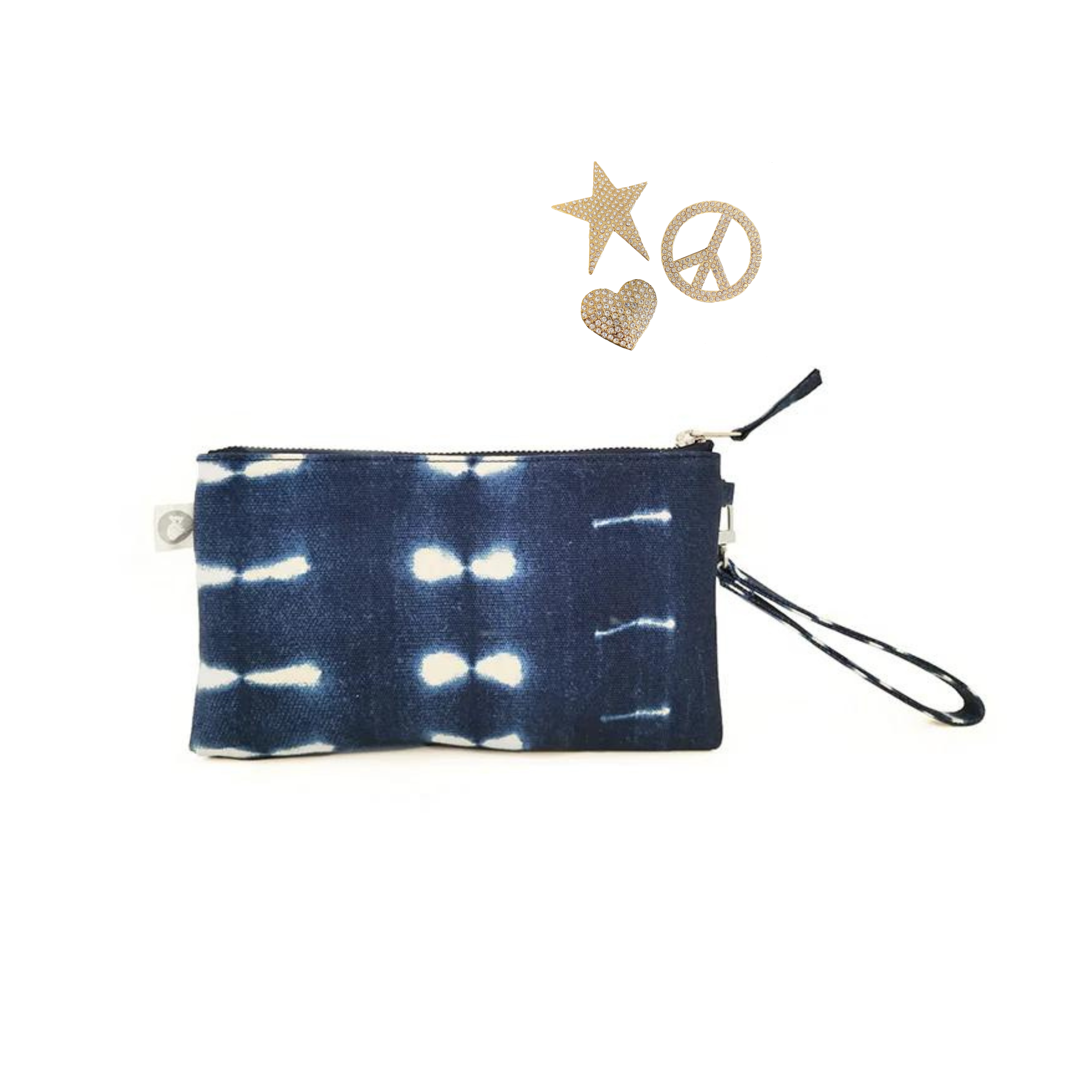 Mini Luxe Clutch Bundle: Blue Shibori with FREE Gold Koala Jewelry - Quilted Koala