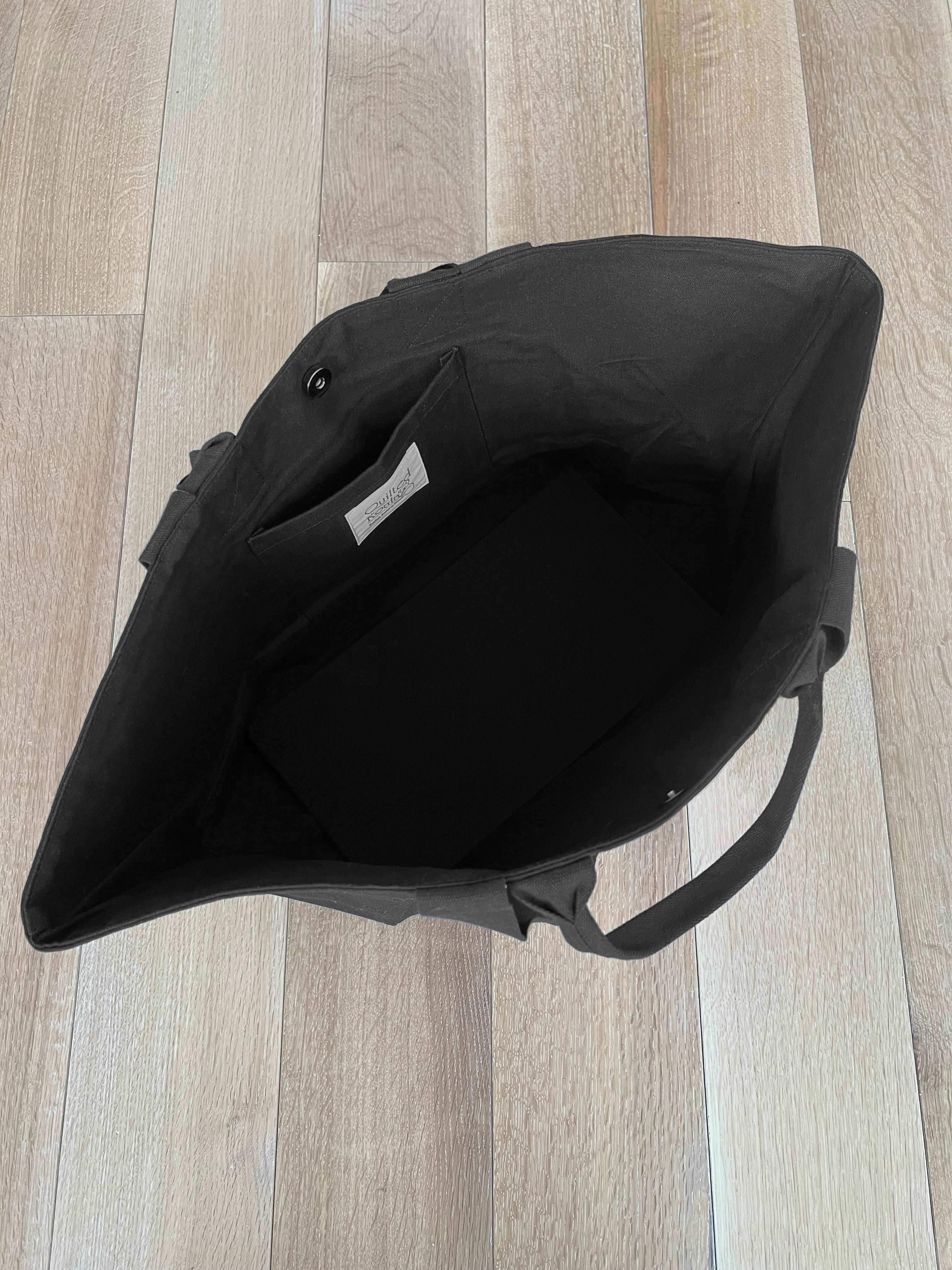 Chelsea Bag - Black with a Monogram Stripe - Quilted Koala