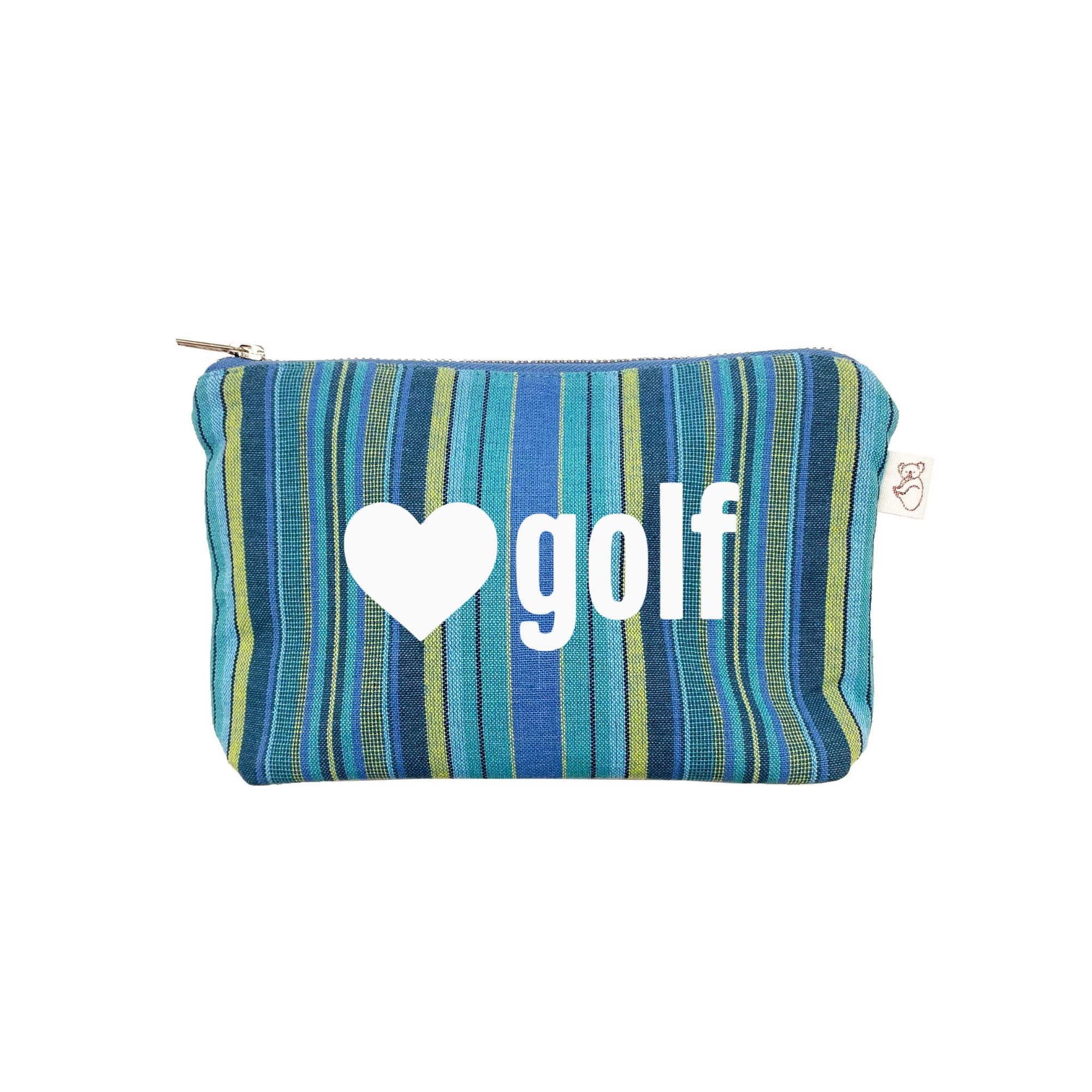 Happy Blue Stripe Makeup- White Matte Heart GOLF - Quilted Koala