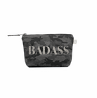 BADASS Makeup Bag- Silver Glitter on Black Camo - Quilted Koala