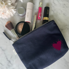 Navy Makeup Bag with Bordeaux Glow Heart - NEW! - Quilted Koala
