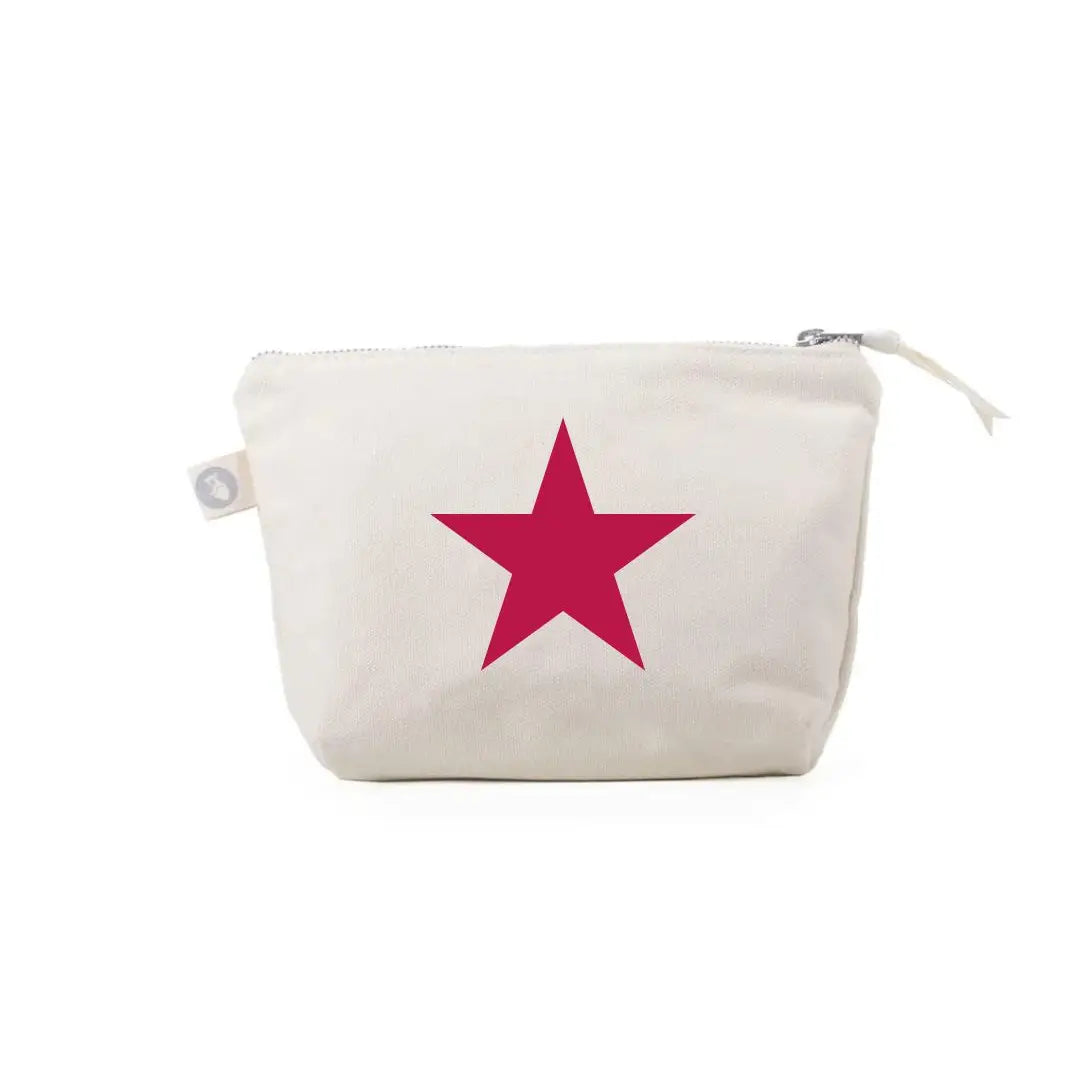 USA Star Makeup Bag - Natural with Red Matte - Quilted Koala