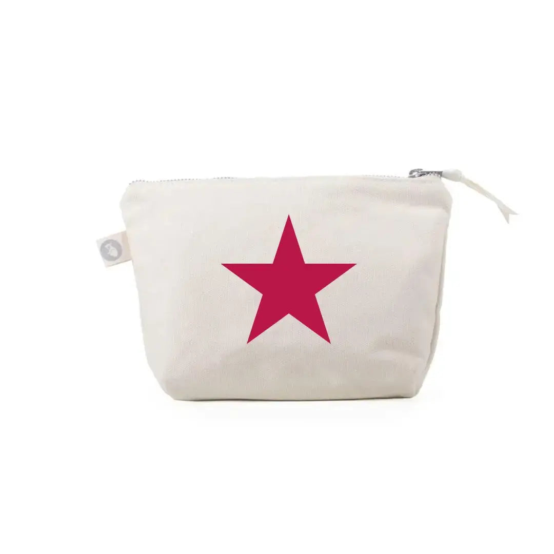USA Star Makeup Bag - Natural with Red Matte - Quilted Koala