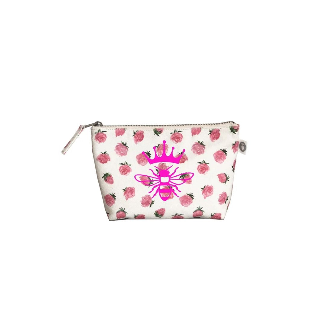 QUEEN BEE White Floral Makeup Bag NEW! - Quilted Koala