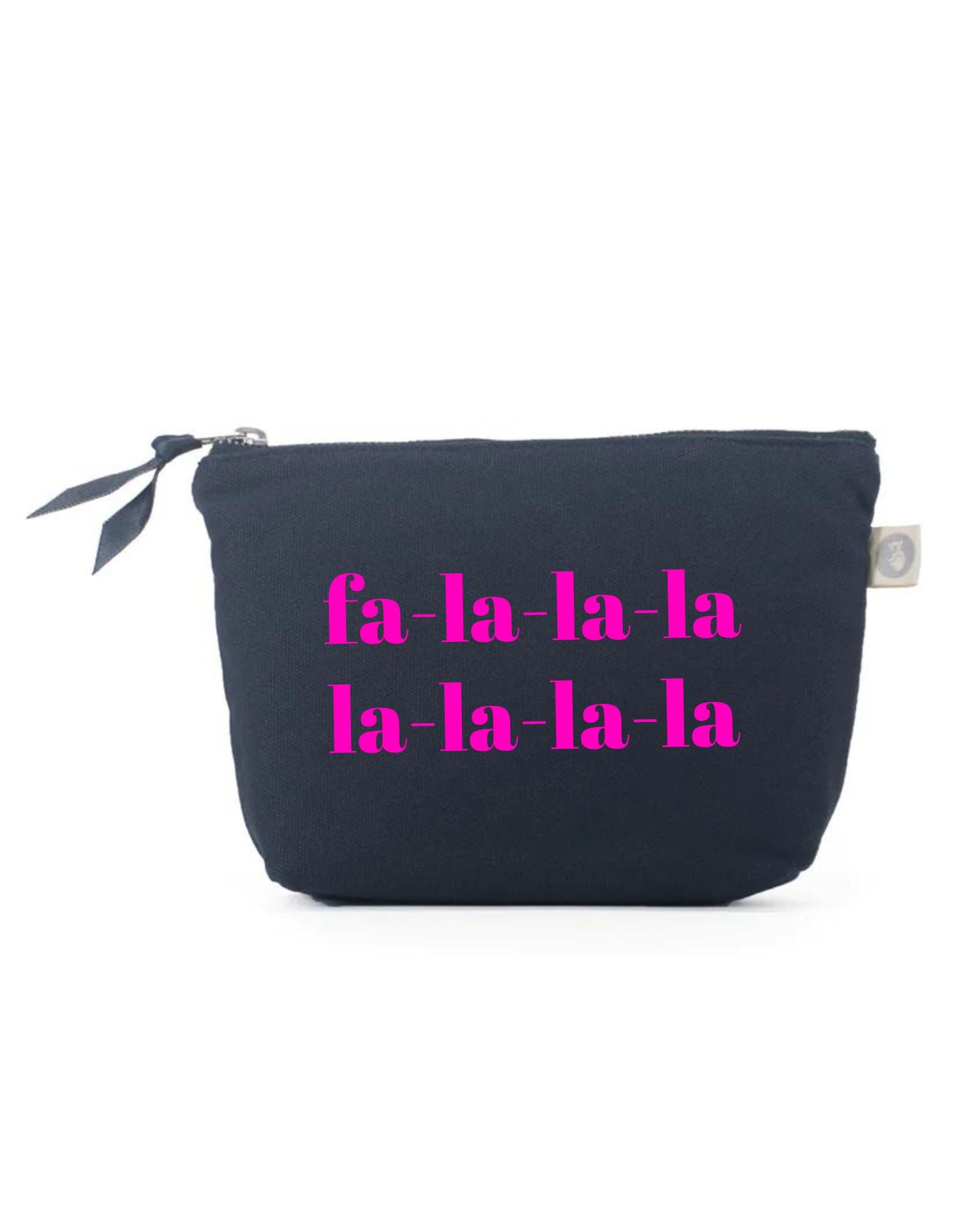 FA LA LA LA Makeup Bag- Navy with Neon Pink - Quilted Koala