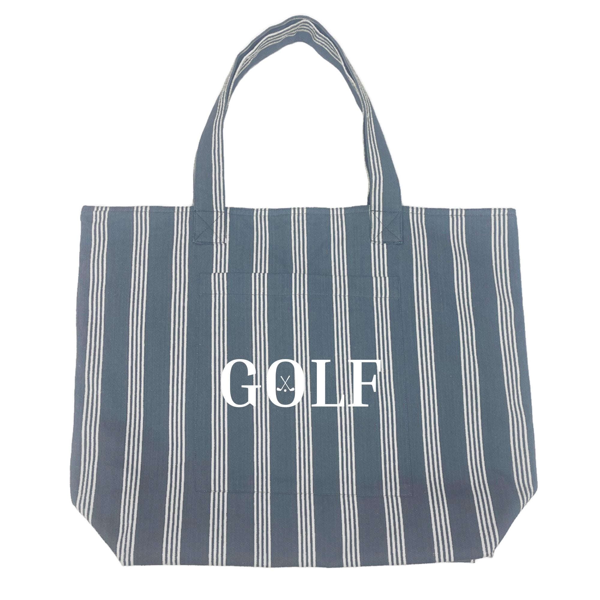 Blue Ticking Stripe Everything Bag- White Matte GOLF - Quilted Koala