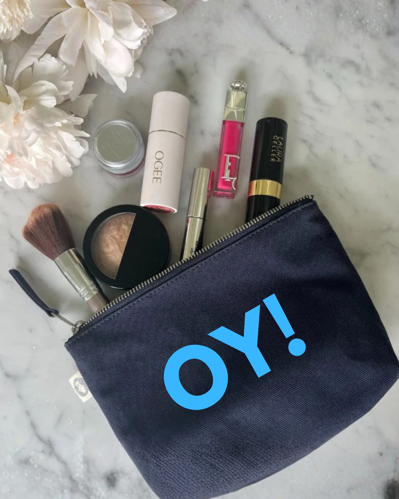 OY! Makeup Bag- Navy with Blue - Quilted Koala