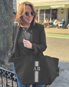 Chelsea Bag - Black with a Monogram Stripe - Quilted Koala