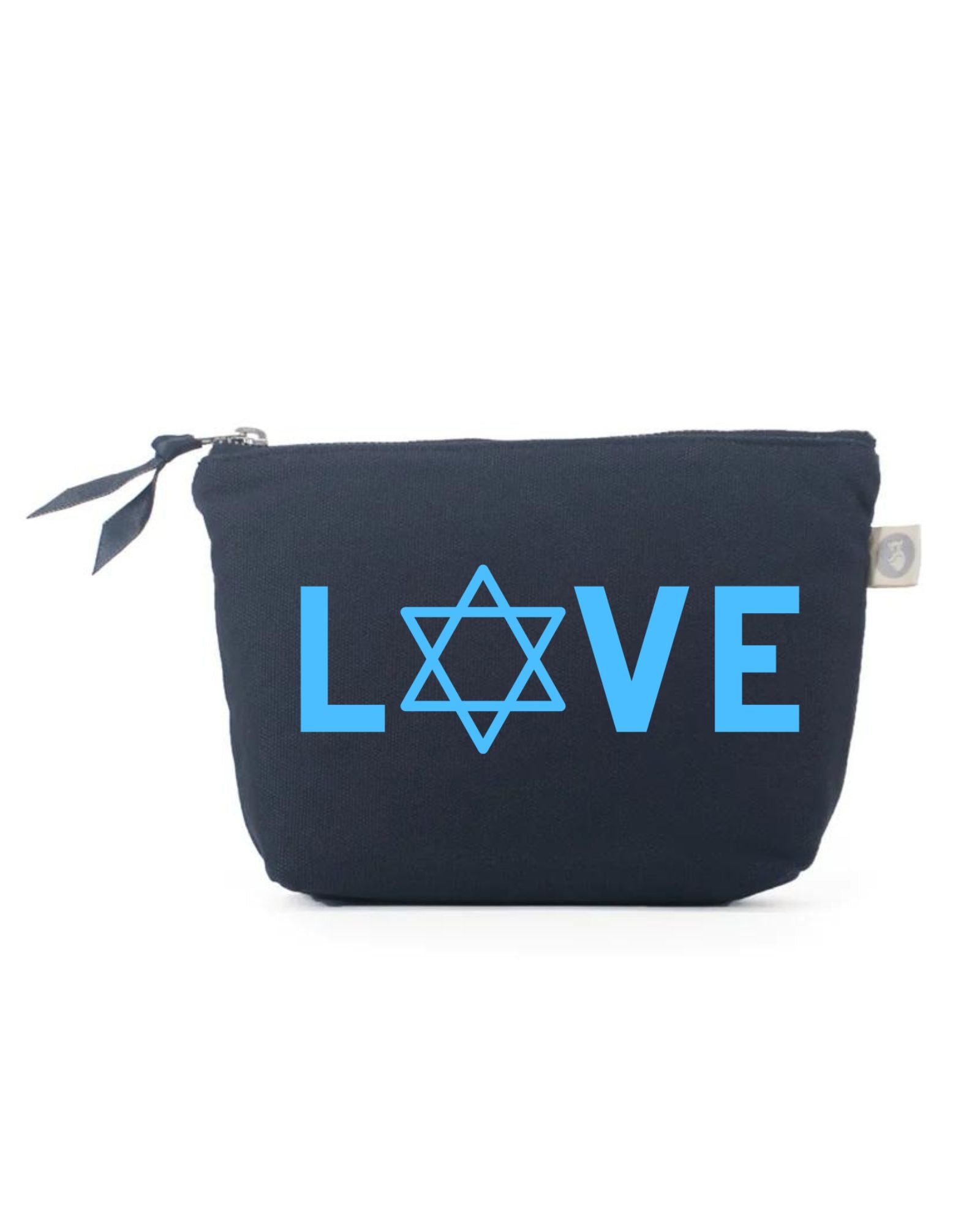 LOVE STAR OF DAVID Makeup Bag- Navy with Blue - Quilted Koala