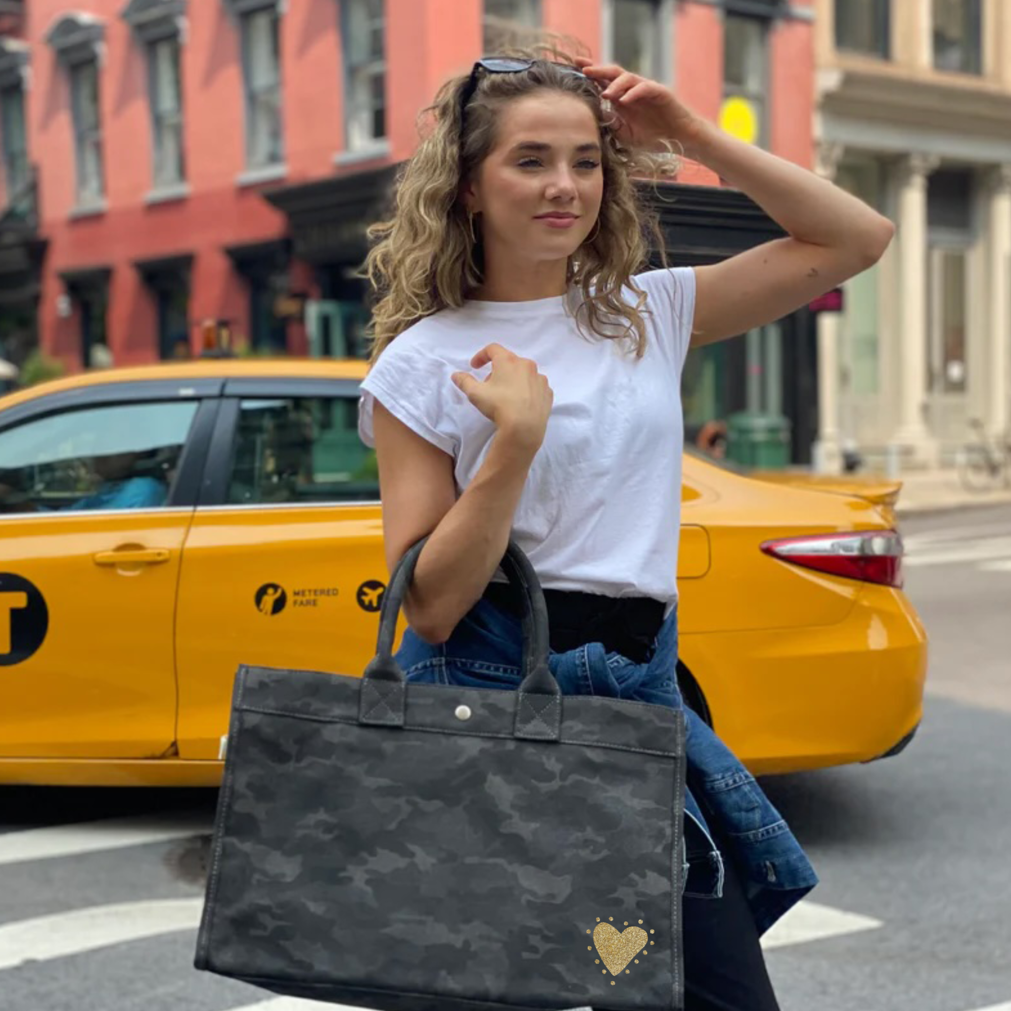 East West Bag: Black Camo - Petite GLOW HEART NEW! - Quilted Koala