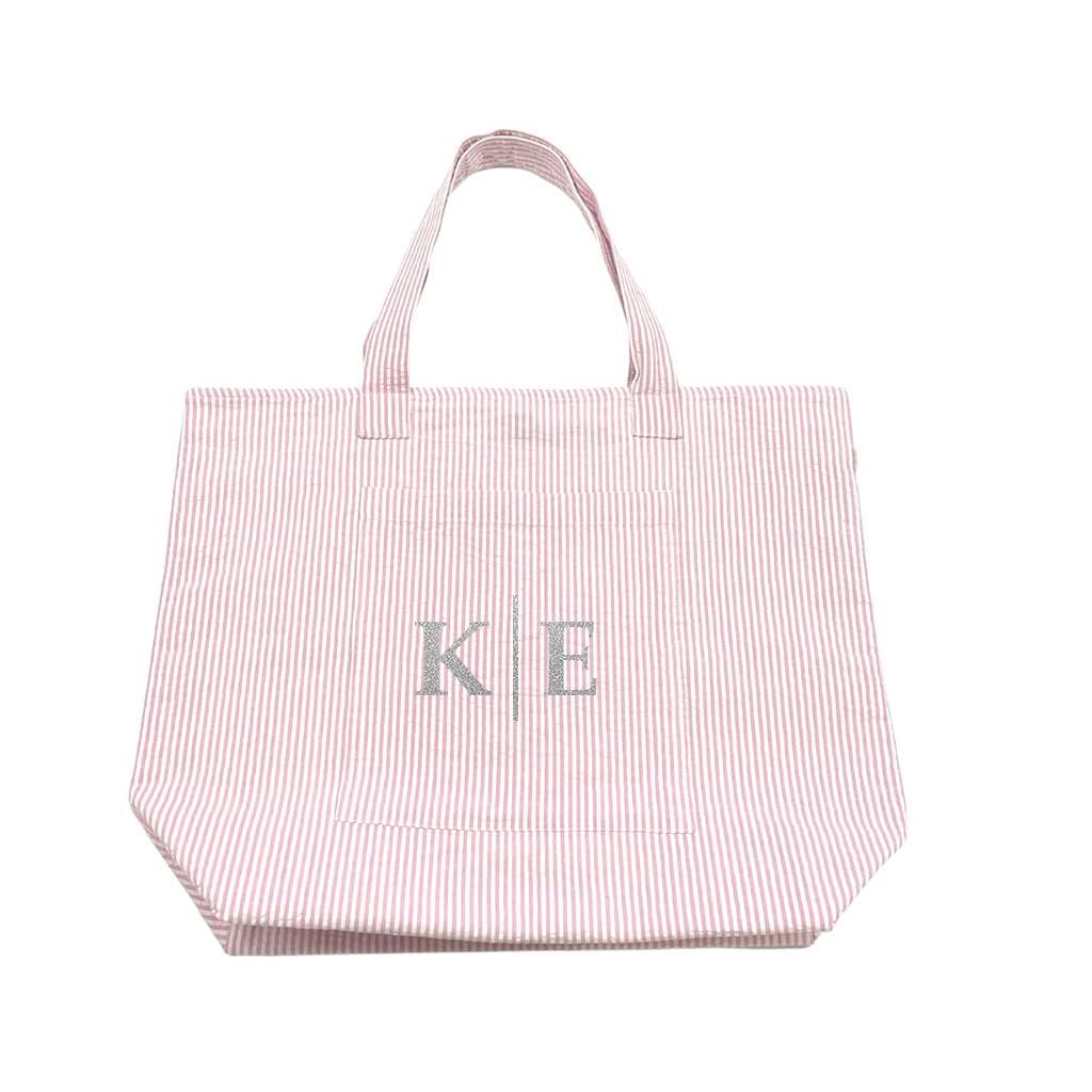 Everything Bag: Pink Seersucker - Split Letter Monogram ONLY $35.20 WITH CODE FUN - Quilted Koala