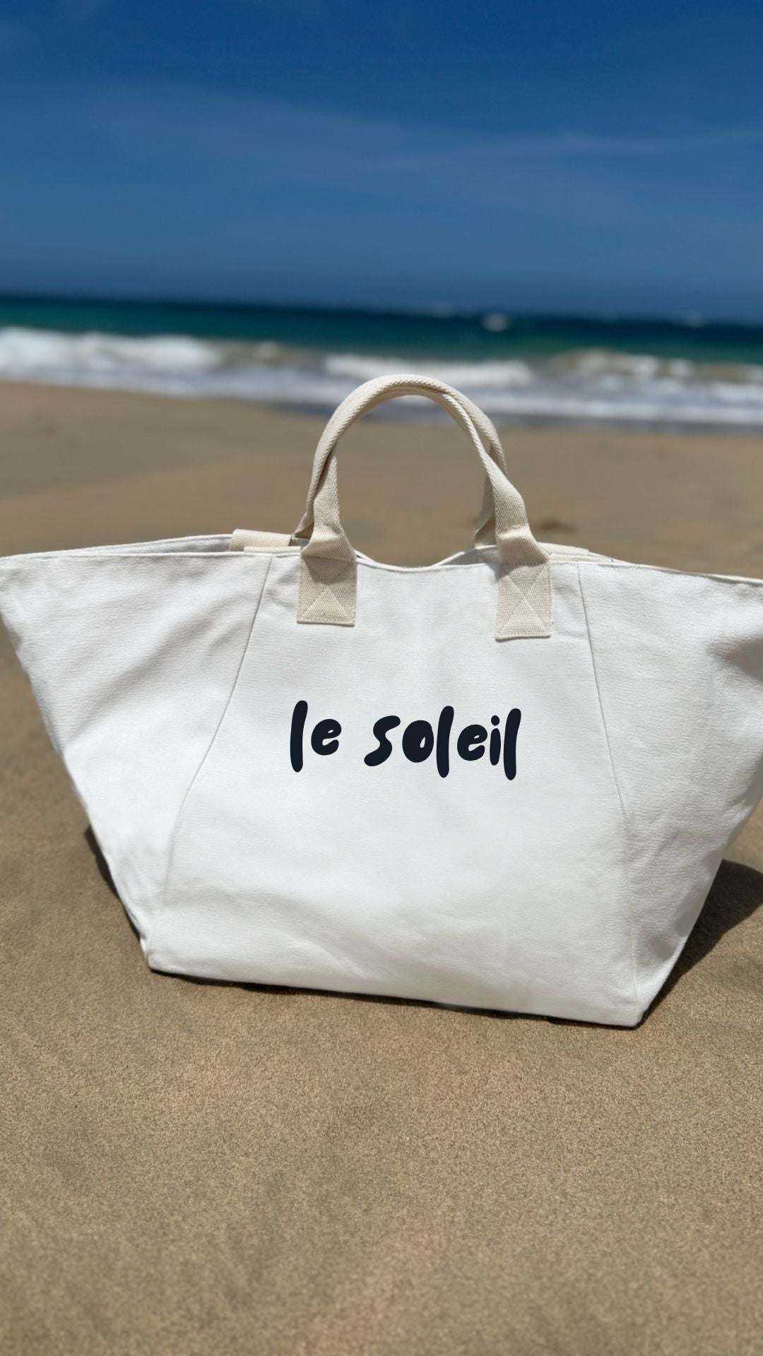 le soleil BEACH TOTE BAG- Natural NEW! - Quilted Koala
