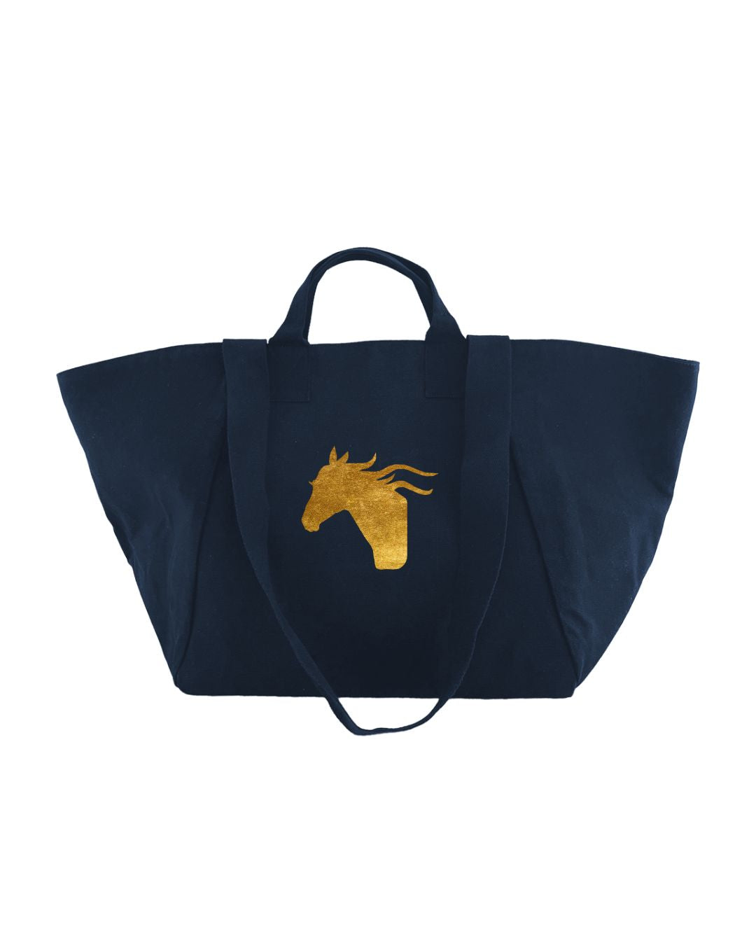 Gold horseshoe design on navy Quilted Koala Chelsea Bag