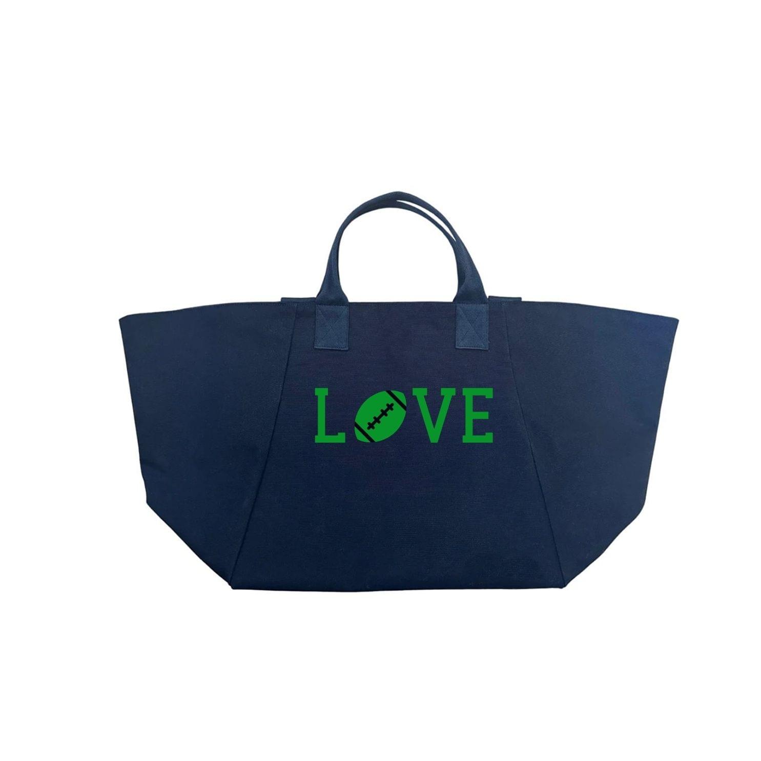 FOOTBALL LOVE BAG - Navy with Green NEW! - Quilted Koala
