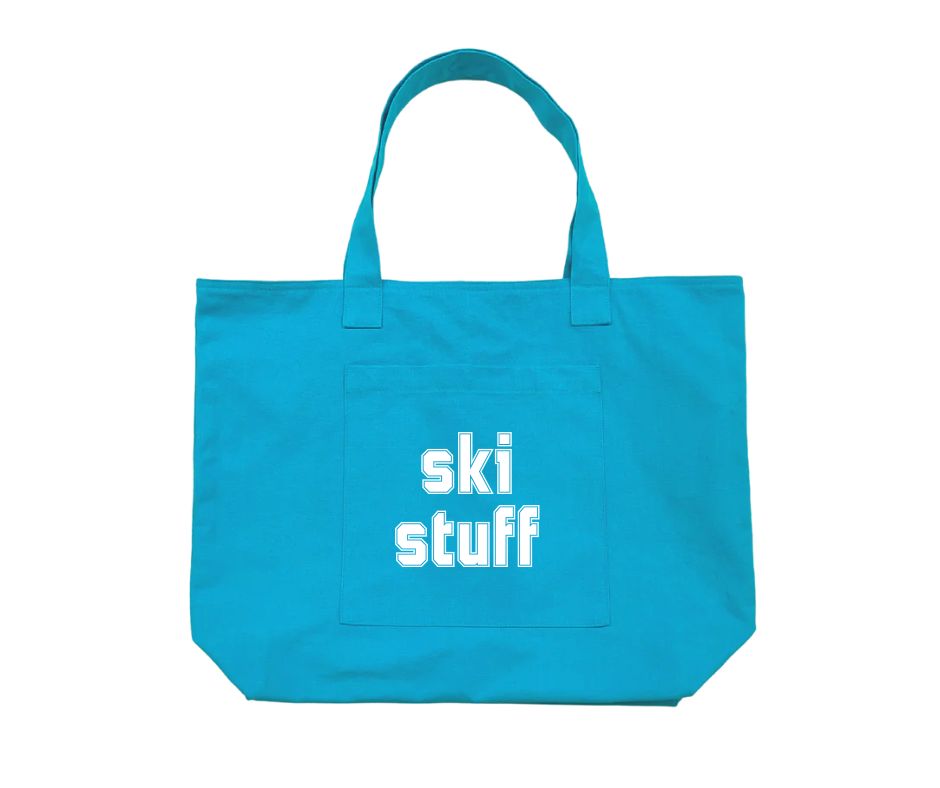 SKI STUFF TOTE BAG - Aqua Everything Bag - Quilted Koala