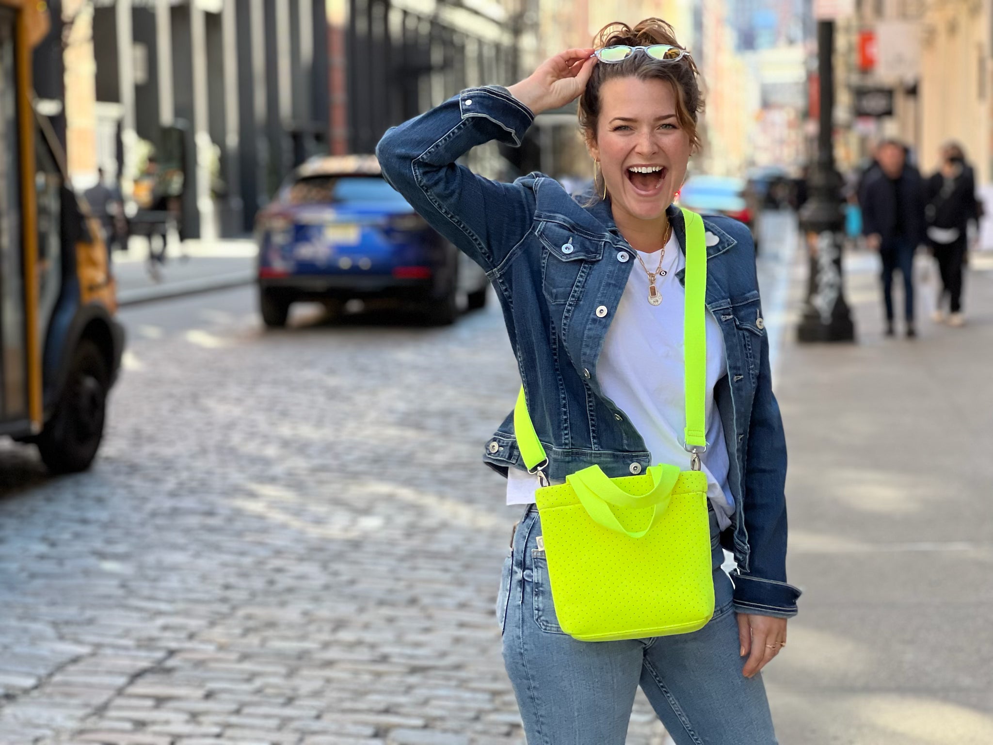 Midi Town Crossbody Bag: NEON Yellow Neoprene SOLD OUT - Quilted Koala
