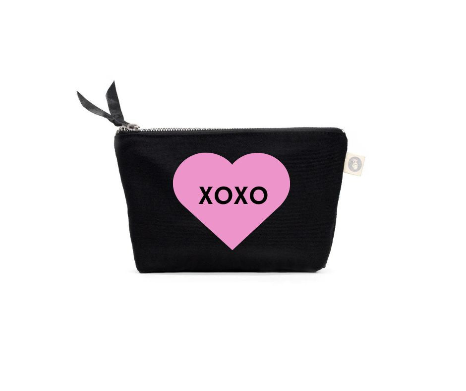 Makeup Bag- Valentine's Candy Heart XOXO in Pale Pink - Quilted Koala