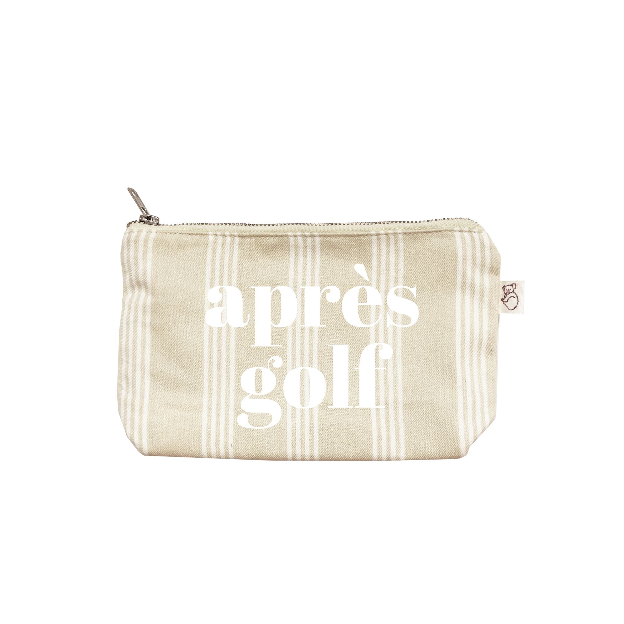 Sand Ticking Stripe Makeup Bag- White Matte APRÈS GOLF - Quilted Koala