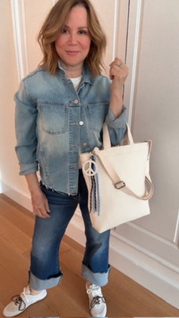 Paracord Bag Charm - Peace Sign Charm with Brown and Light Blue NEW! - Quilted Koala