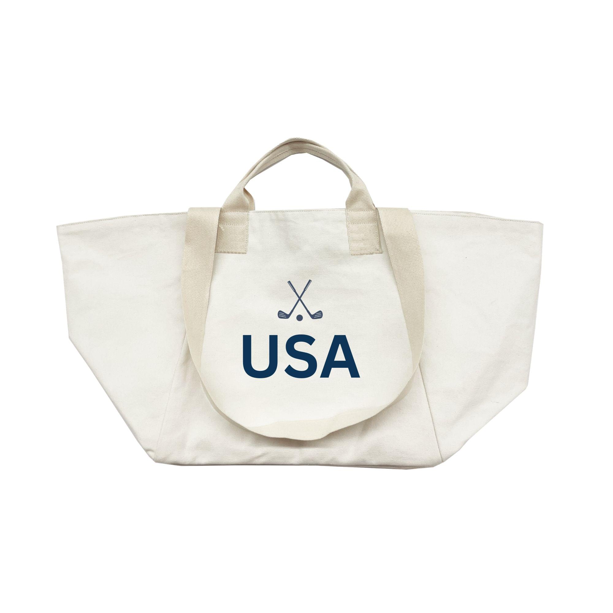 GOLF USA Bag- Natural with Navy Matte - Quilted Koala