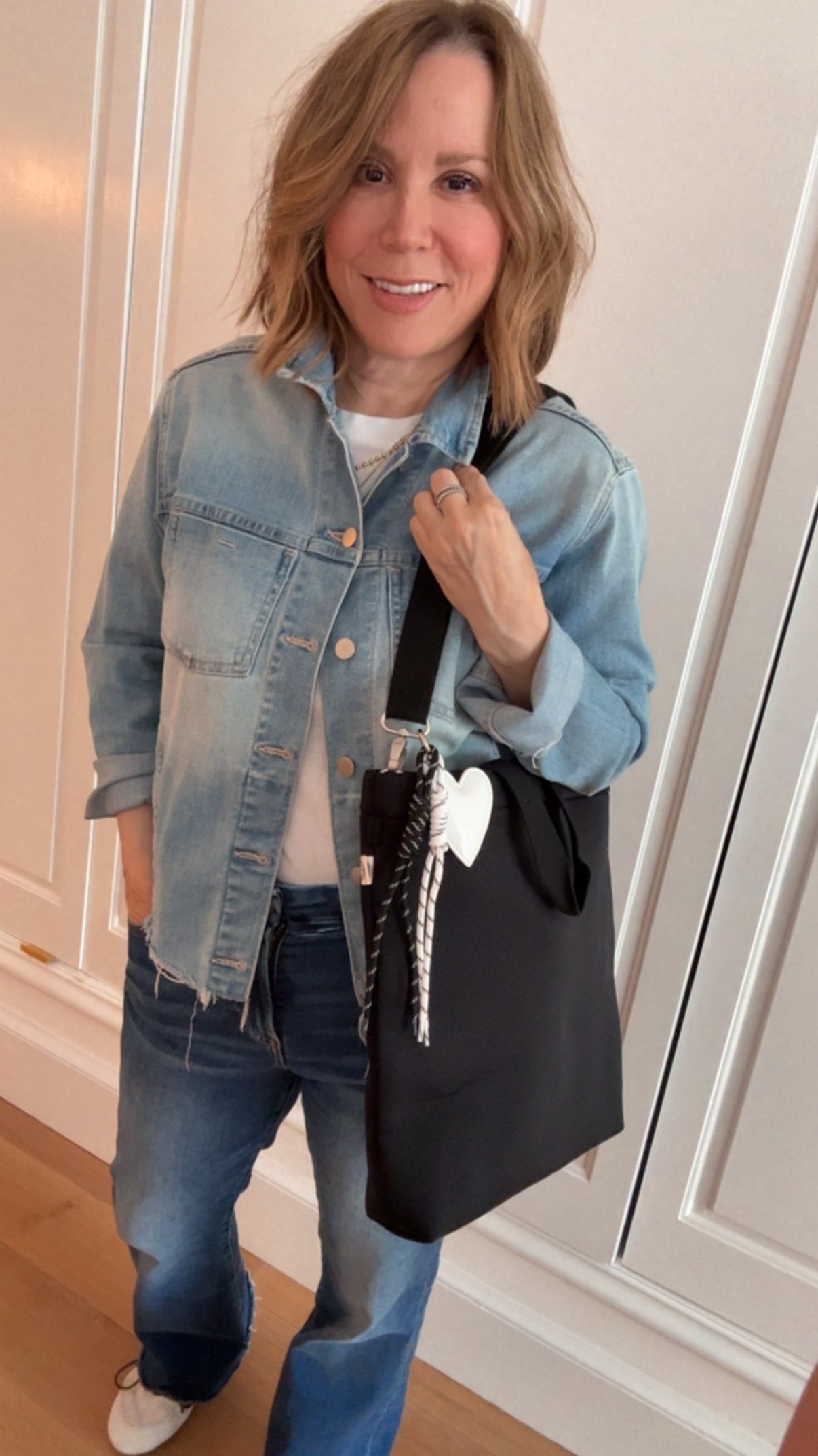 Black Neoprene Town Bag with Heart Paracord Charm - Quilted Koala