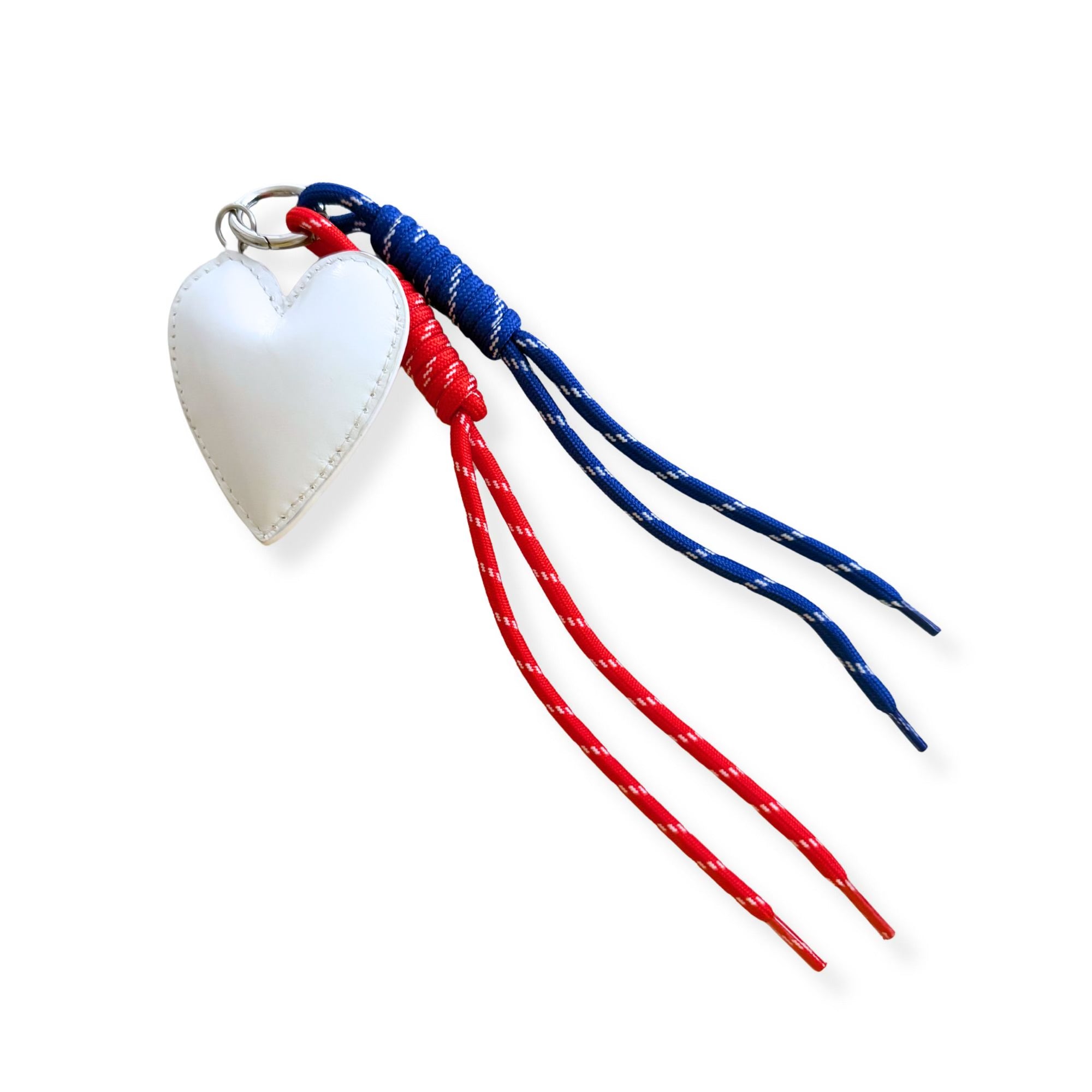 Paracord Bag Charm - Heart Charm with Blue and Red NEW! - Quilted Koala