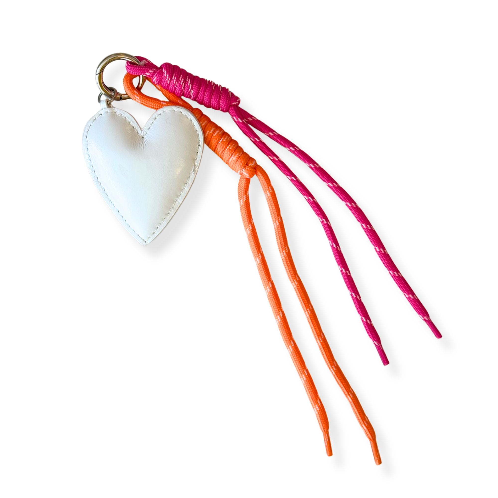 Neon Orange Neoprene Midi Town Bag with Heart Paracord Charm - Quilted Koala