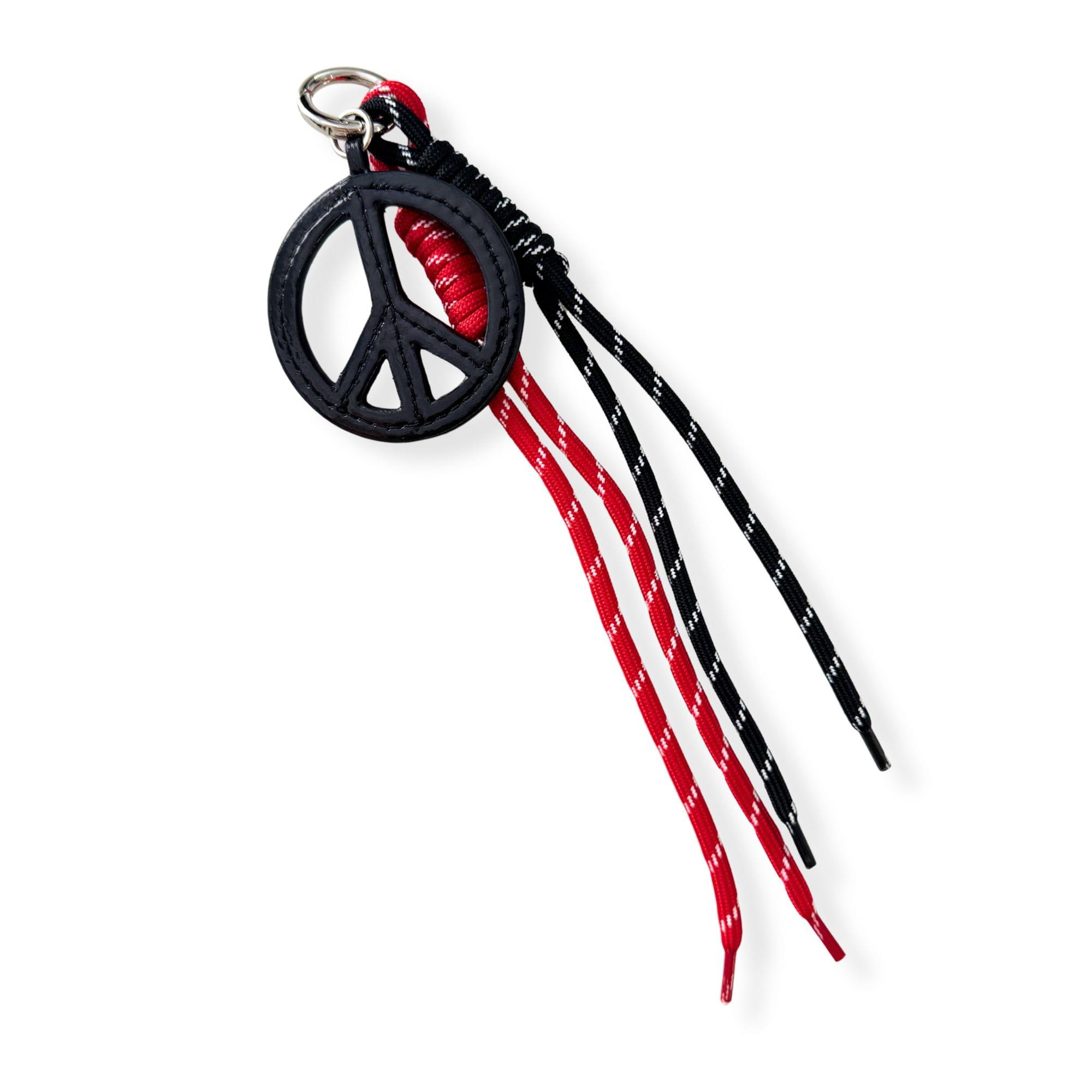 Paracord Bag Charm - Black Peace Charm with Black & Red.