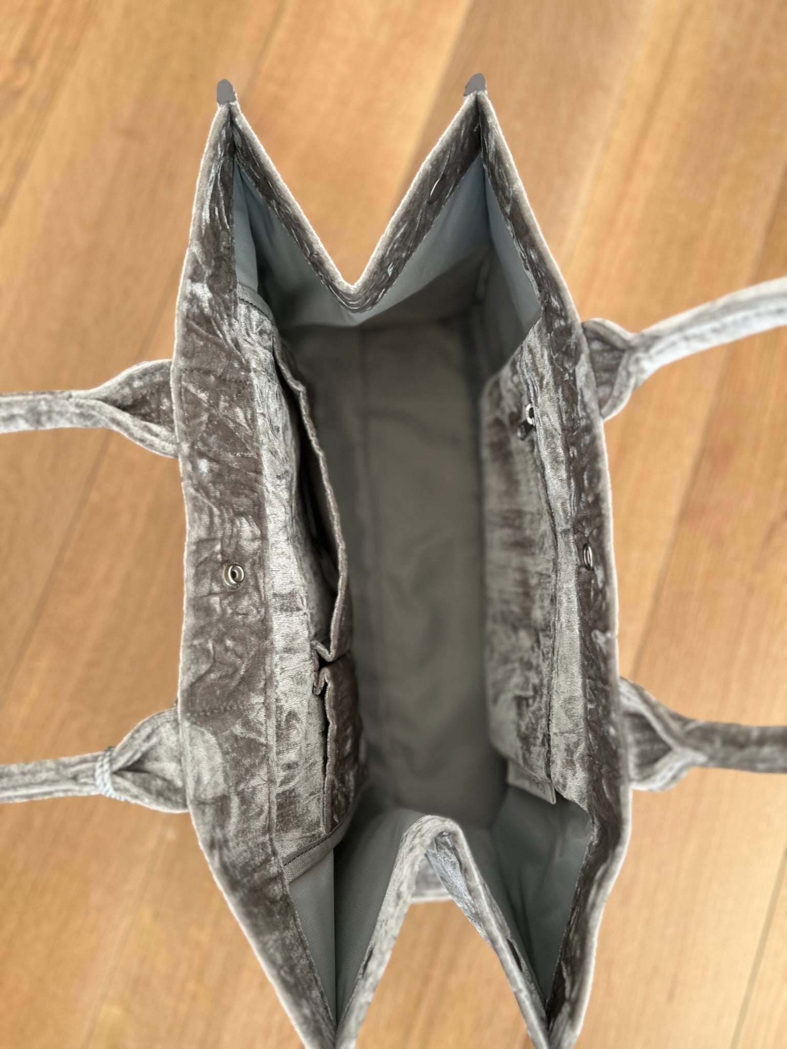 Grey Velvet East West Bag + FREE Silver Tassel + FREE Silver Jewelry Pins - Quilted Koala