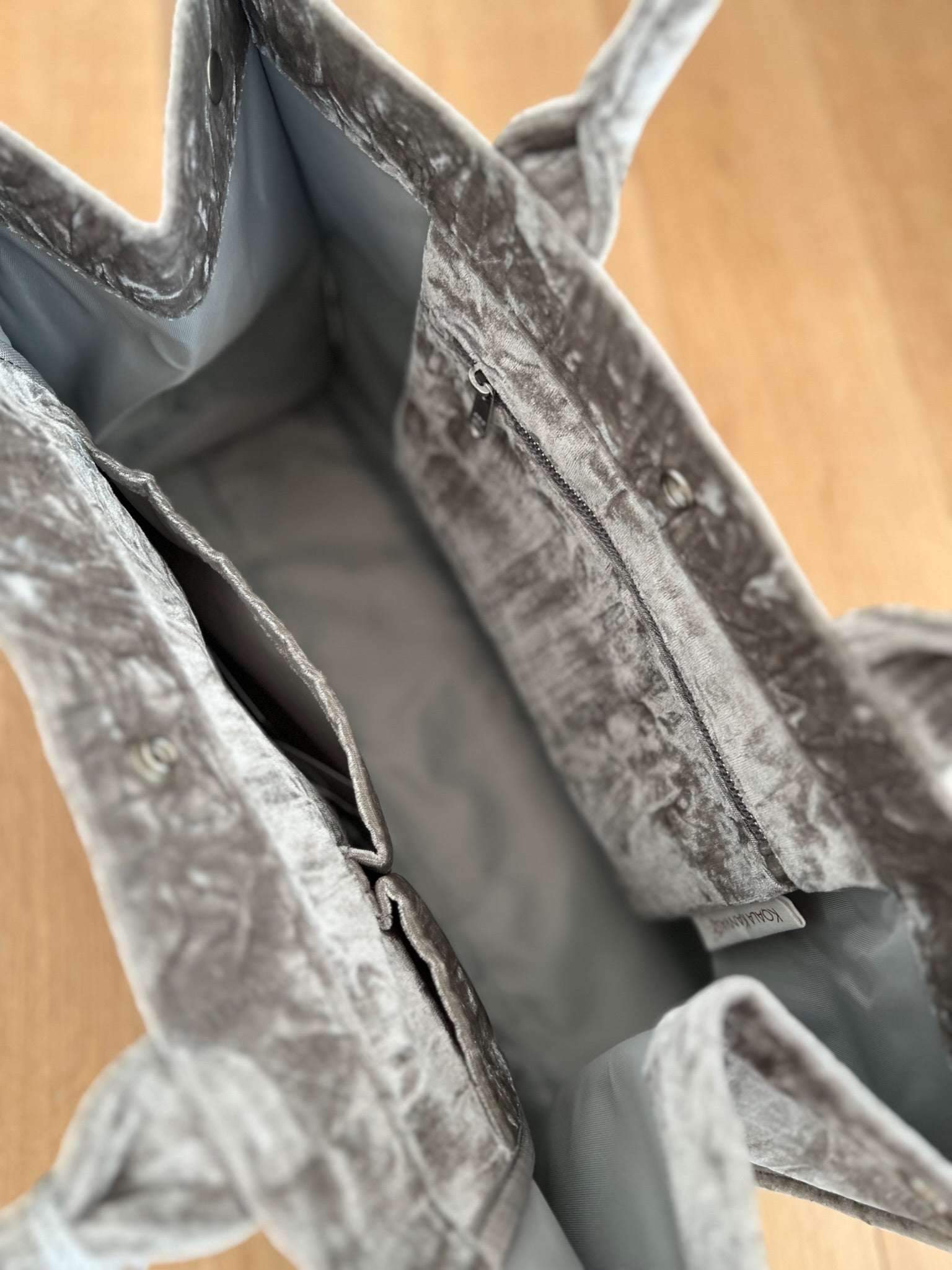 Grey Velvet East West Bag + FREE Tassel - Quilted Koala