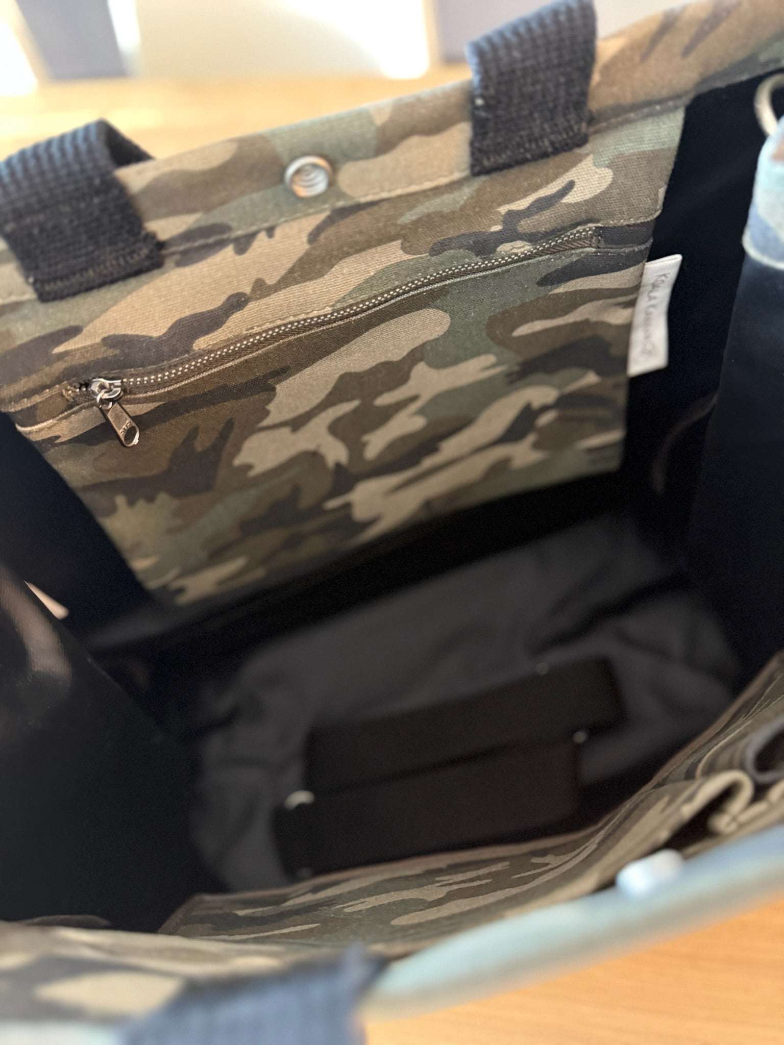 Green Camo Luxe North South Bag + FREE Red Tassel + FREE Gold Peace Charm + FREE Navy/Red Stripe Strap - Quilted Koala