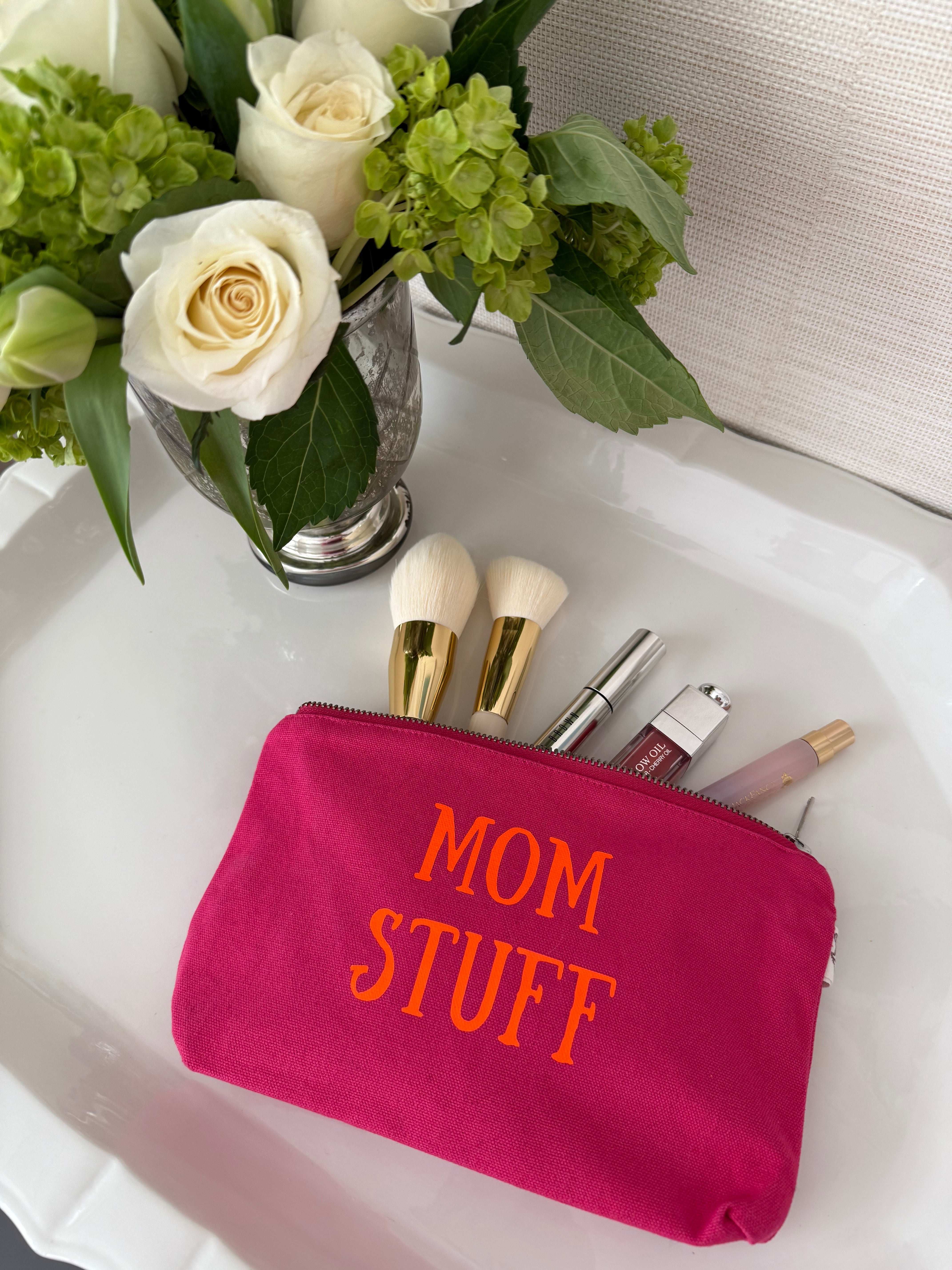 MOM STUFF - Pink Makeup Bag with Orange - NEW! - Quilted Koala