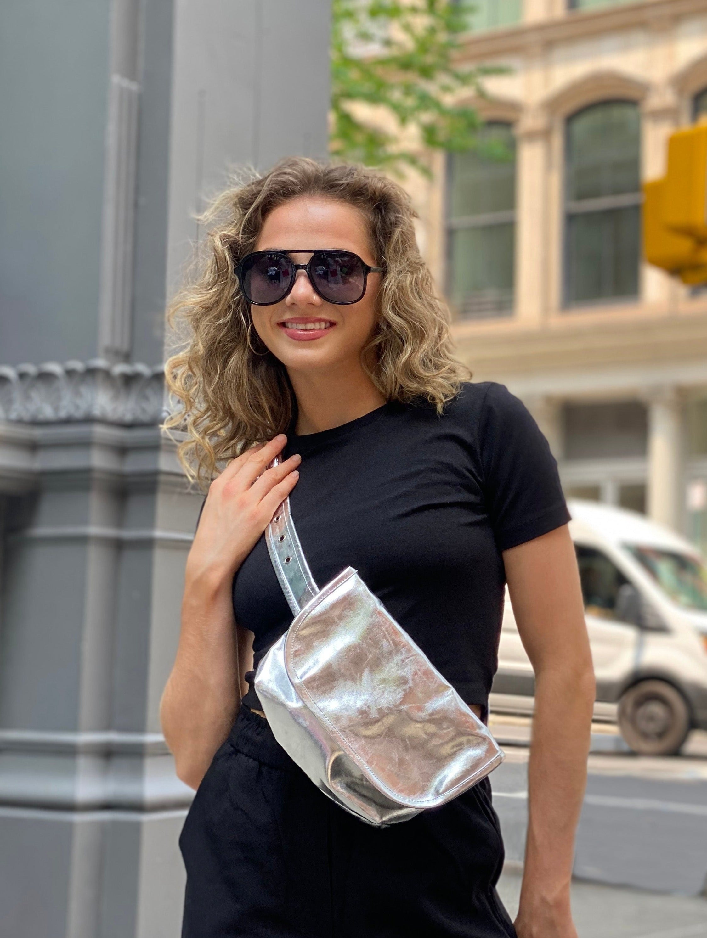 Silver Metallic Adjustable Belt Bag - SALE! - Quilted Koala