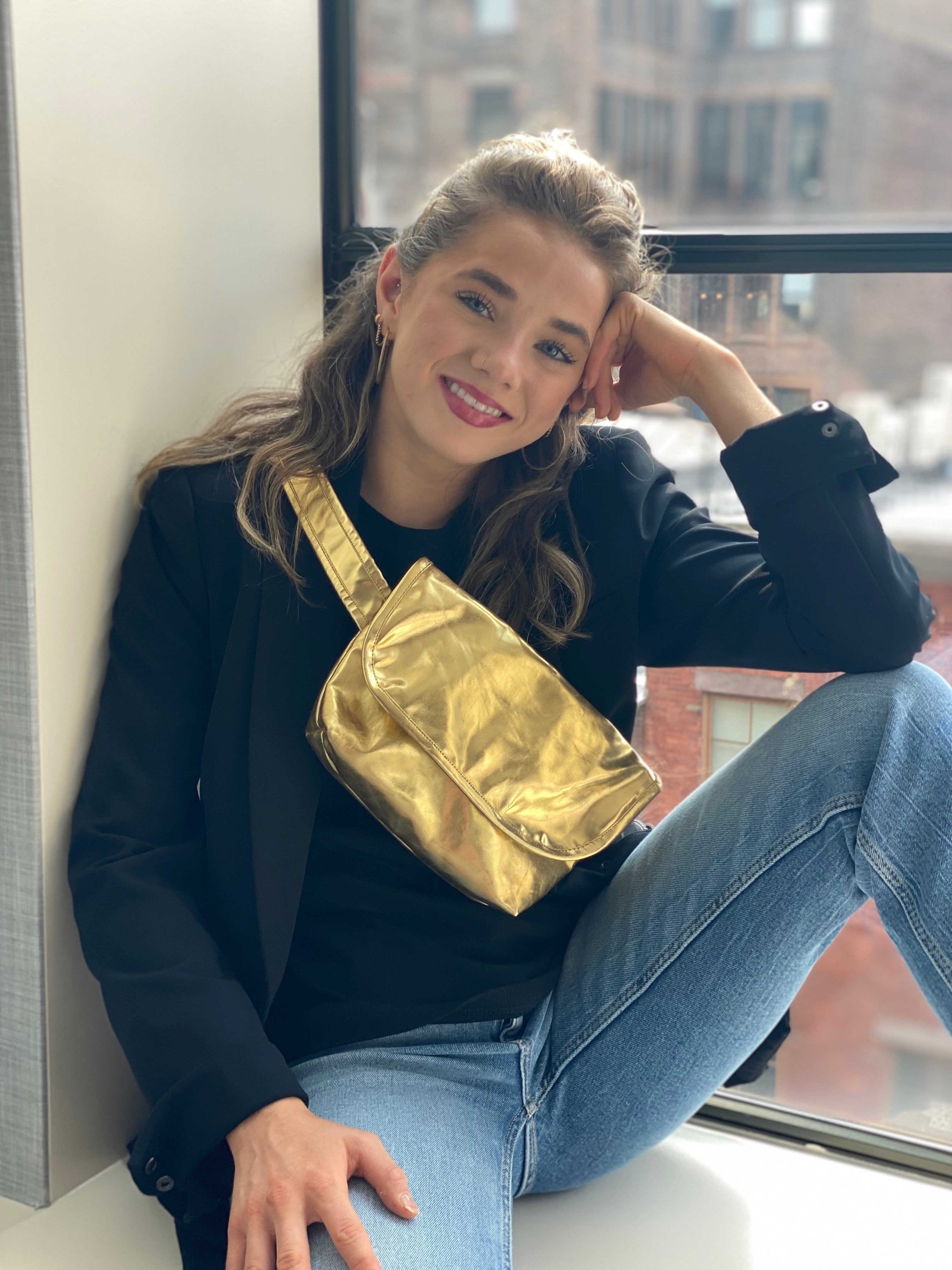 Gold Metallic Adjustable Belt Bag - Quilted Koala