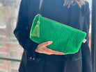 Quilted Velvet Hold Me Clutch - Electric Green - Quilted Koala