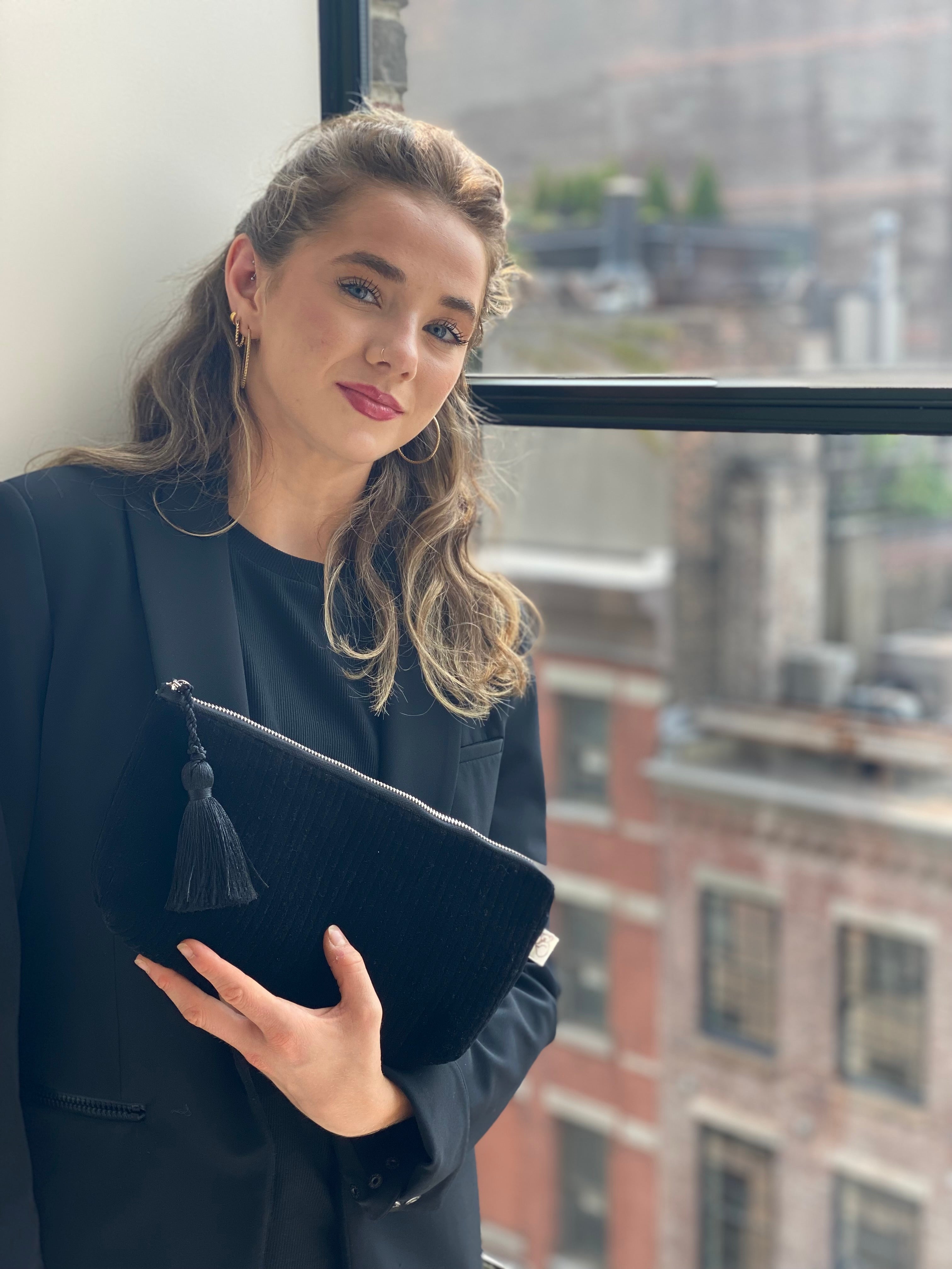 Quilted Velvet Hold Me Clutch - Black - Quilted Koala