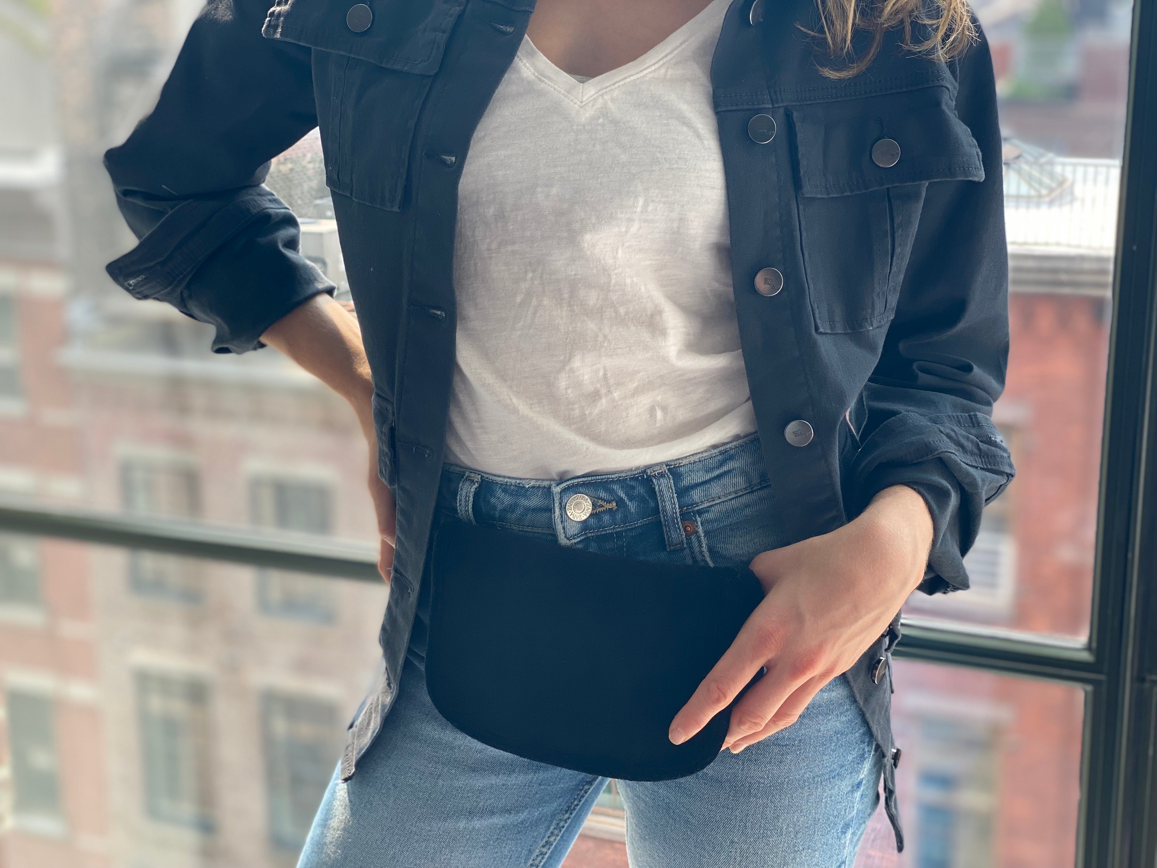 NEW Quilted Velvet Adjustable Belt Bag - Black - Quilted Koala