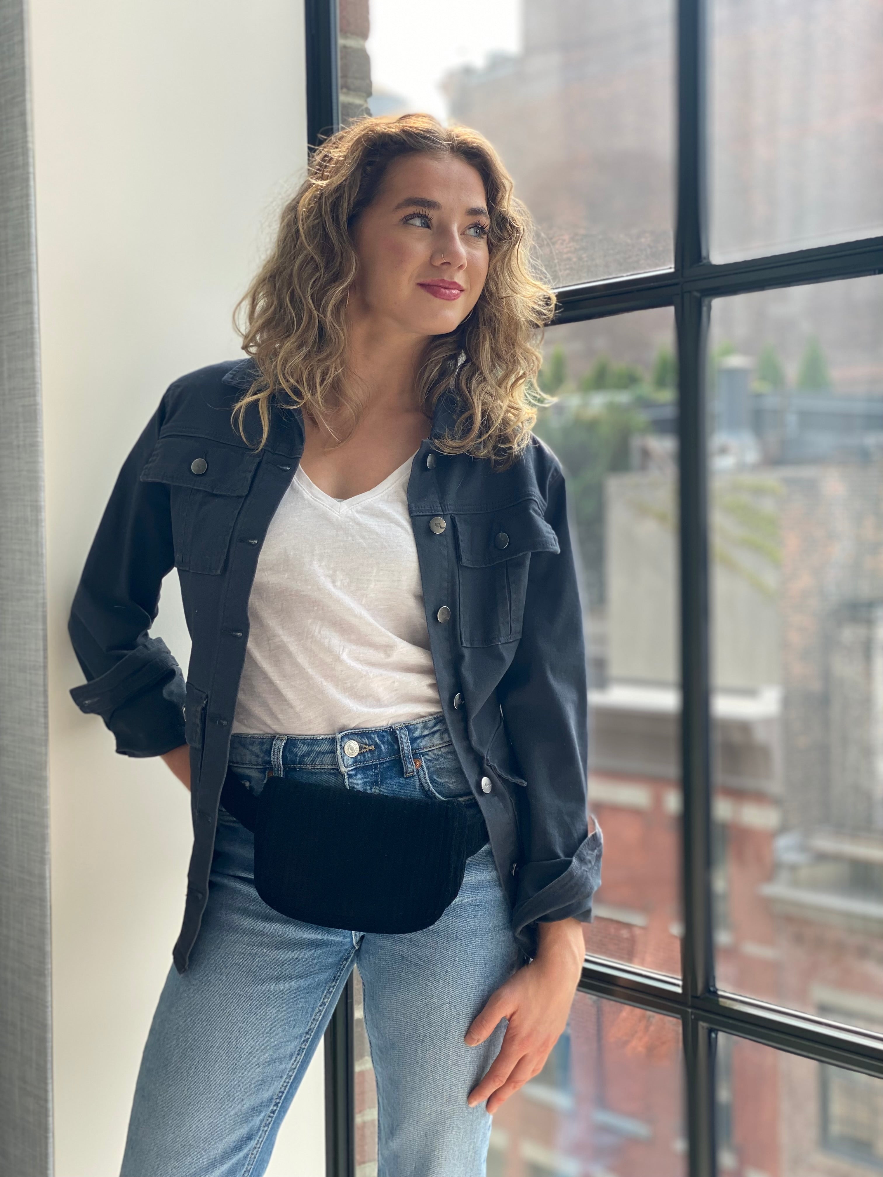 Navy Crushed Velvet Luxe North South Bag Gift Set - CYBER OFFER - Quilted Koala