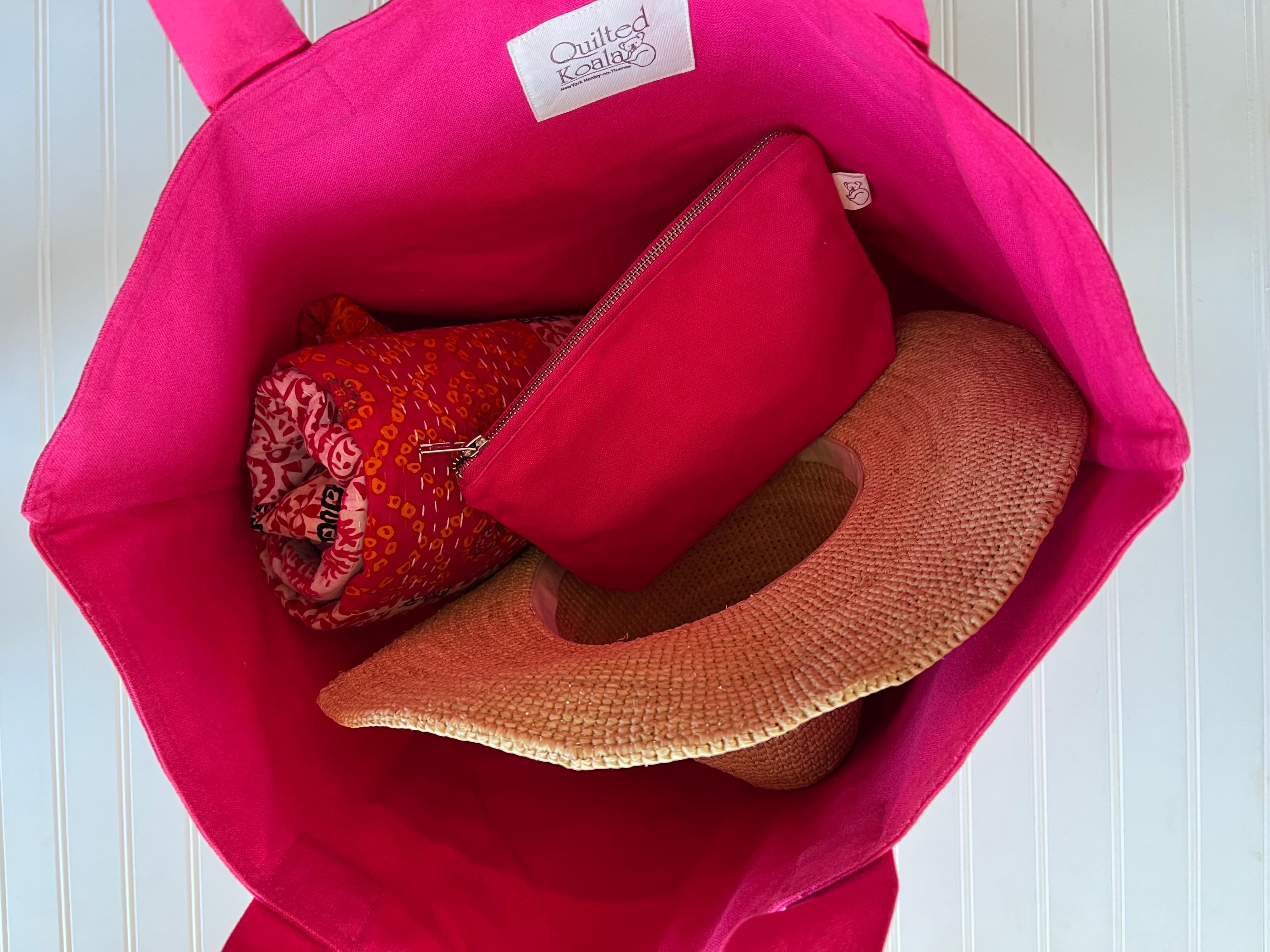 Hot Pink Everything Bag- Neon Green GOLF - Quilted Koala