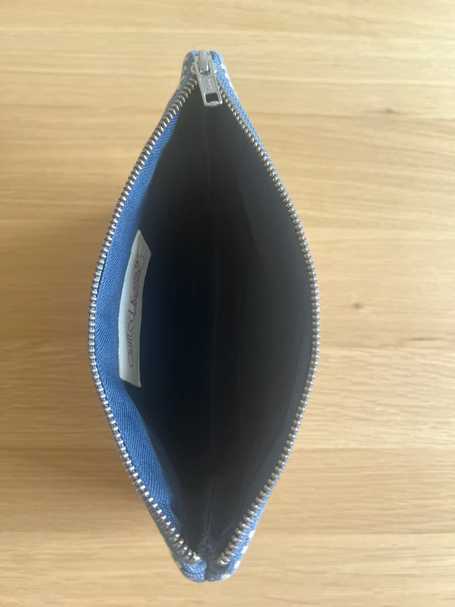 Blue Ticking Stripe Makeup Bag - White Matte Golf Clubs - Quilted Koala