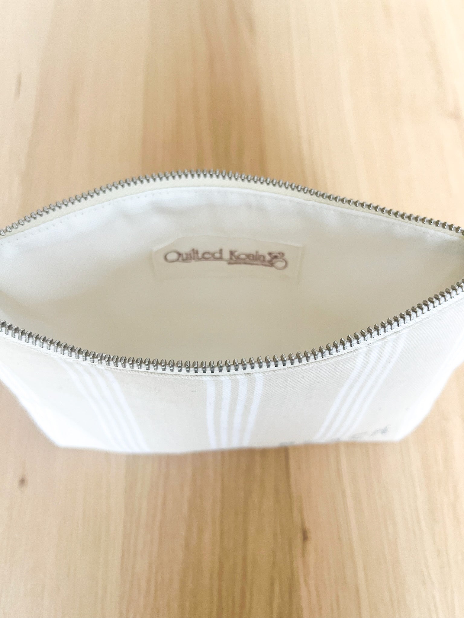 Sand Ticking Stripe Makeup Bag- Rose Gold Foil GOLF - Quilted Koala