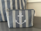 Makeup Bag: Blue Ticking Stripe - Quilted Koala