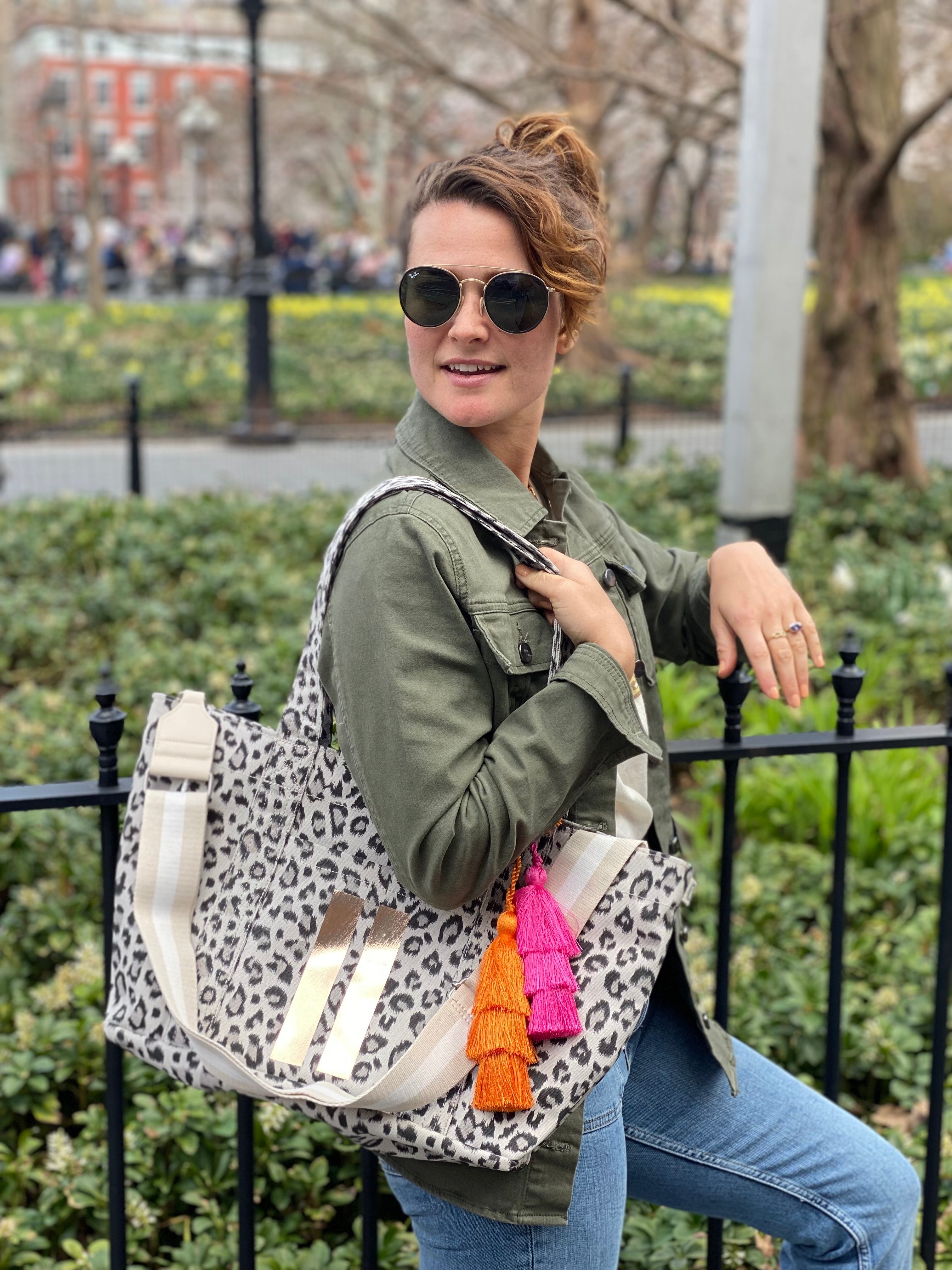 Midi Zipper Tote: Leopard - Quilted Koala