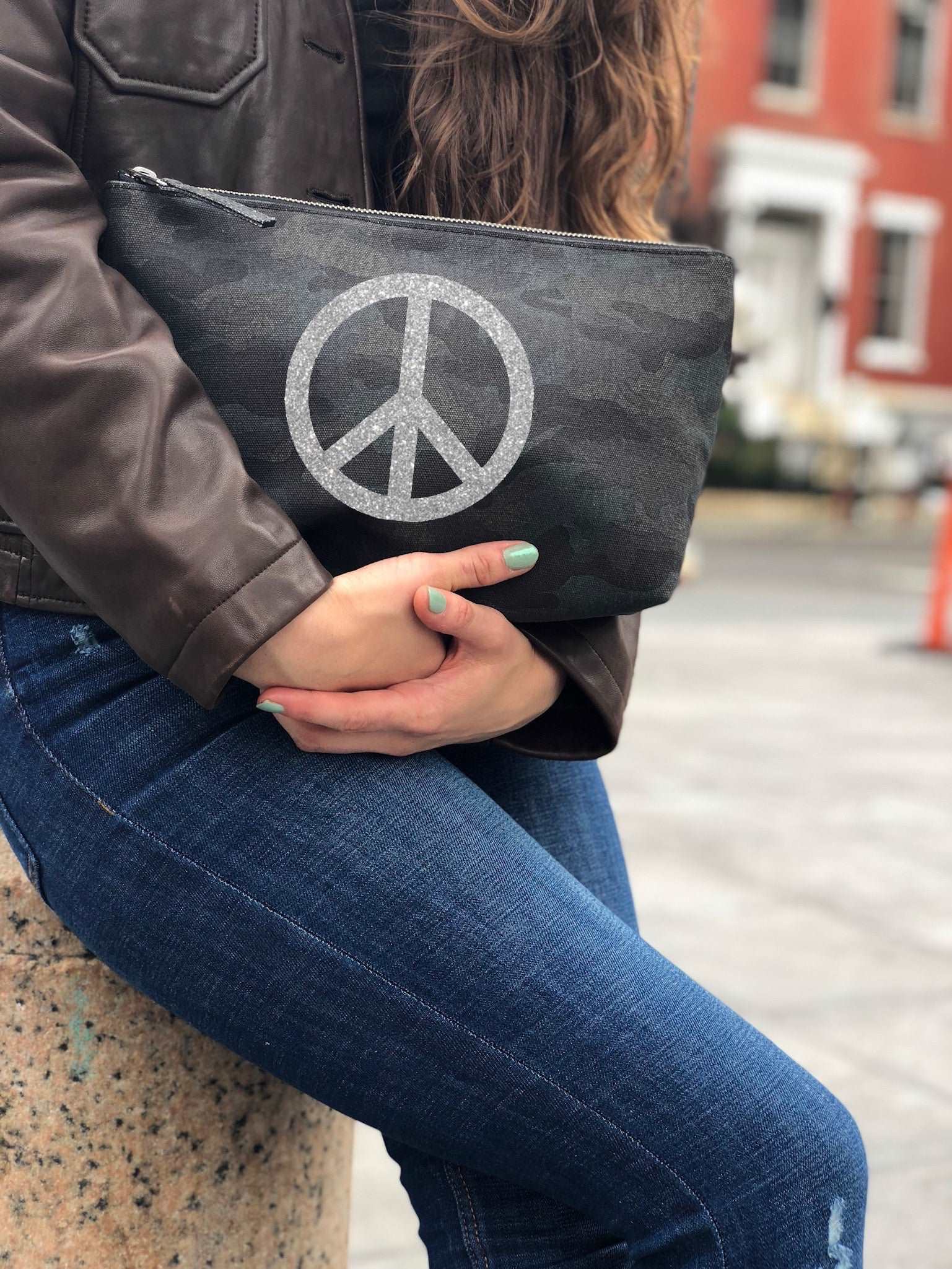 Clutch Bag: Black Camouflage - Quilted Koala