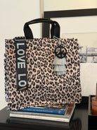 Leopard Luxe North South Bag + FREE Silver Tassel + FREE Black Peace Charm + FREE Black/Silver LOVE Strap - Quilted Koala