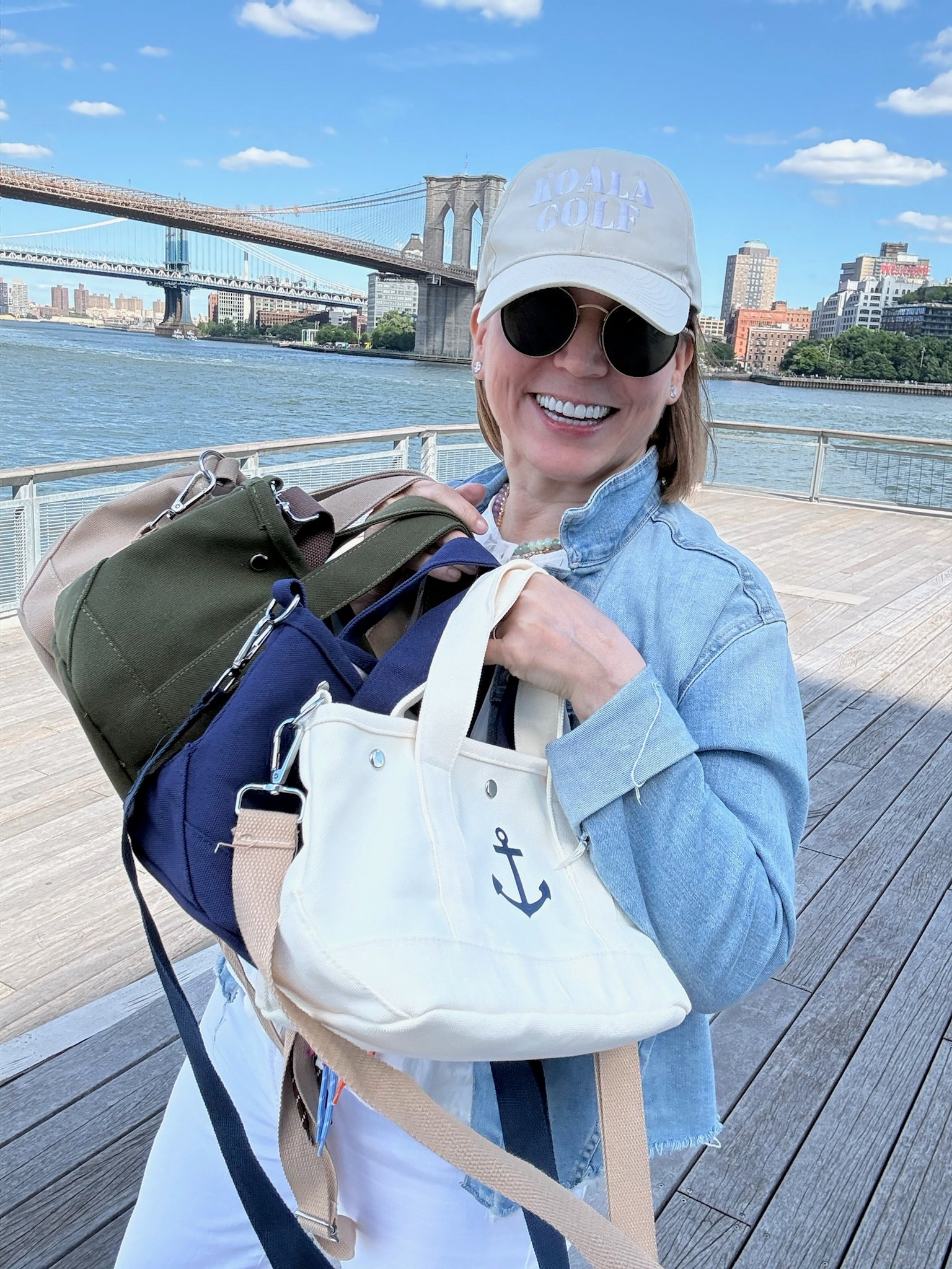 The Seaport Boat Bag - Olive Canvas Single Letter Monogram - Quilted Koala