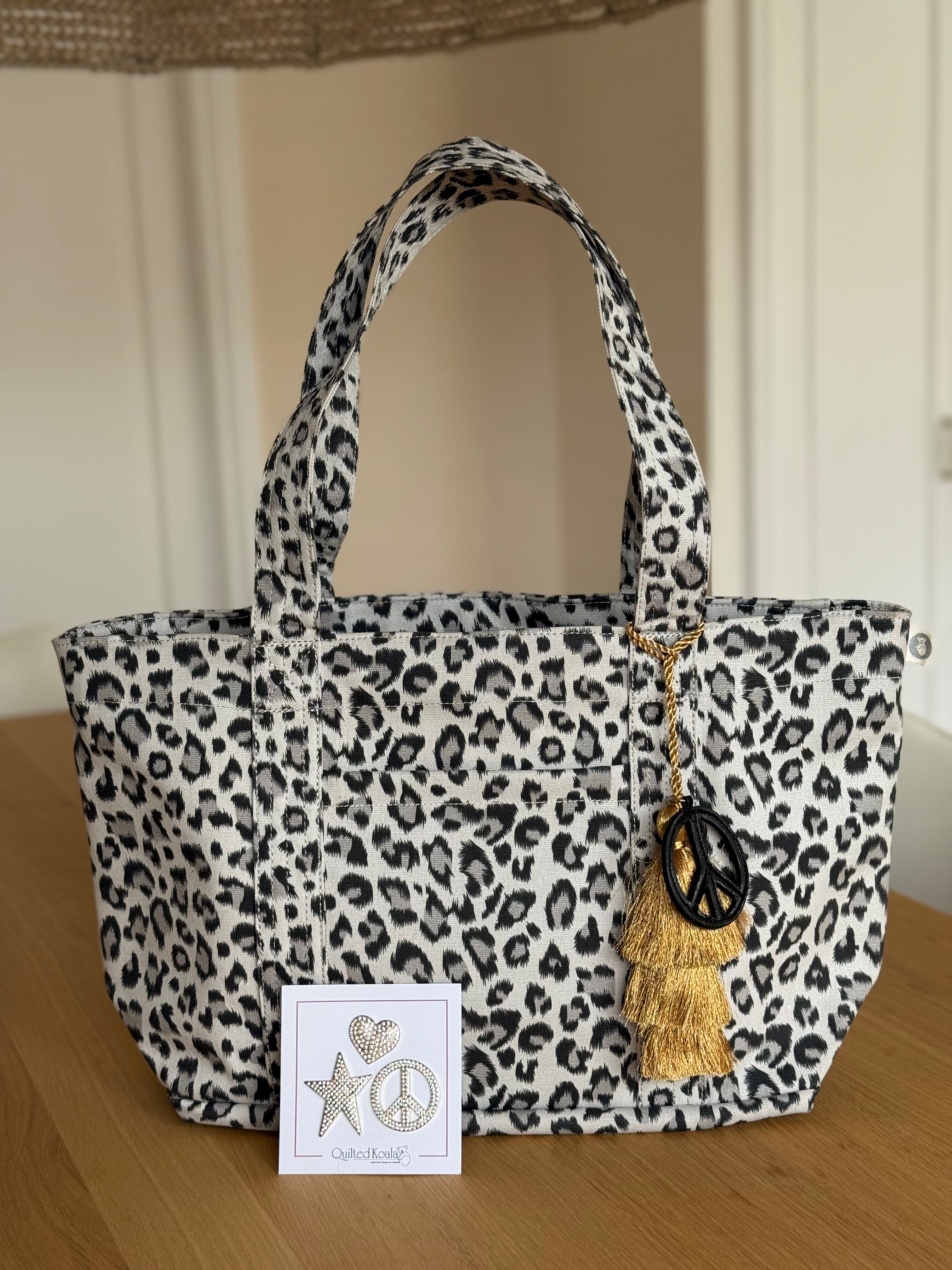 Leopard Midi Zipper Tote Bundle (Gold) - Quilted Koala