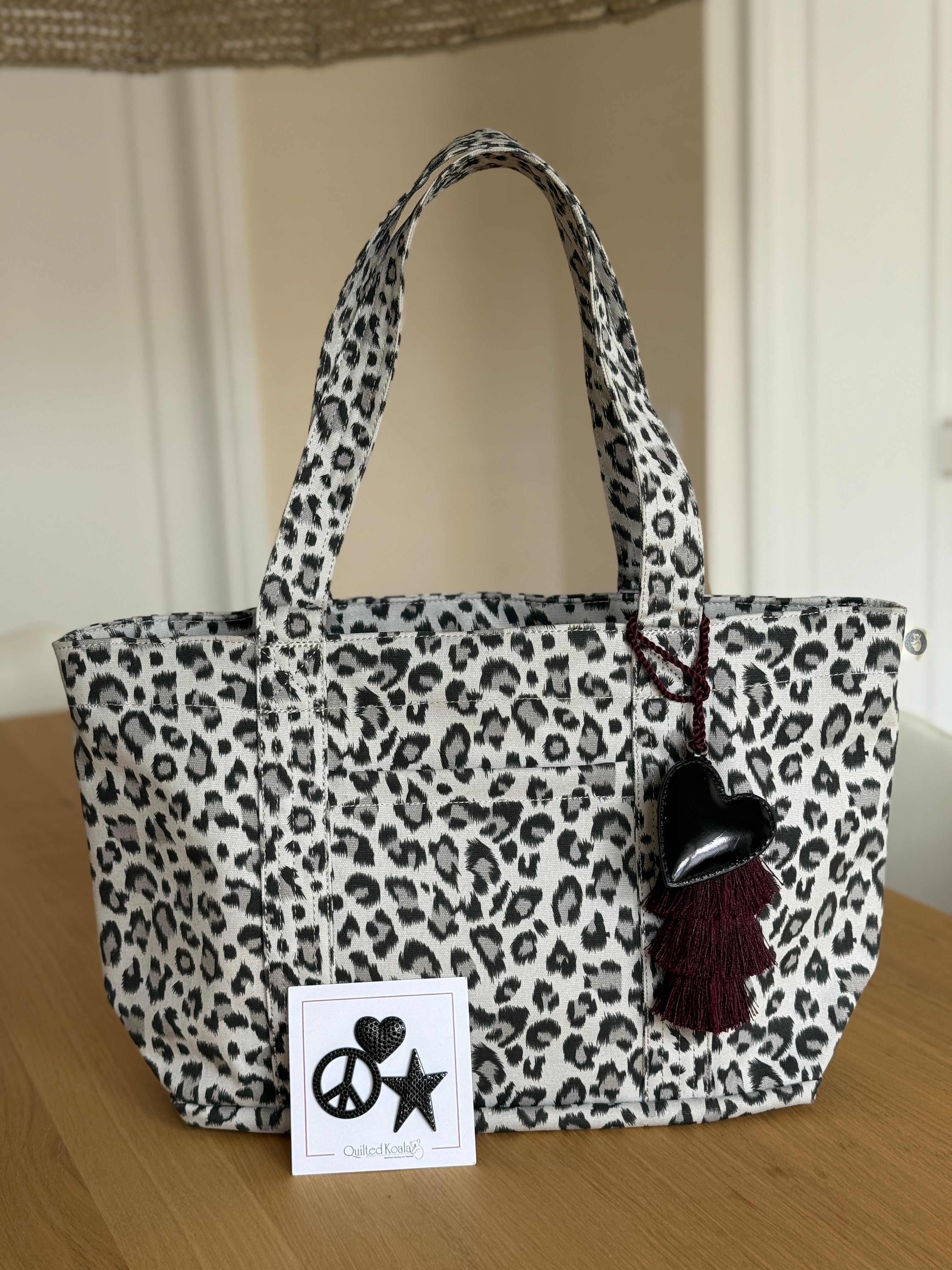Leopard Midi Zipper Tote Bundle (Bordeaux) - Quilted Koala